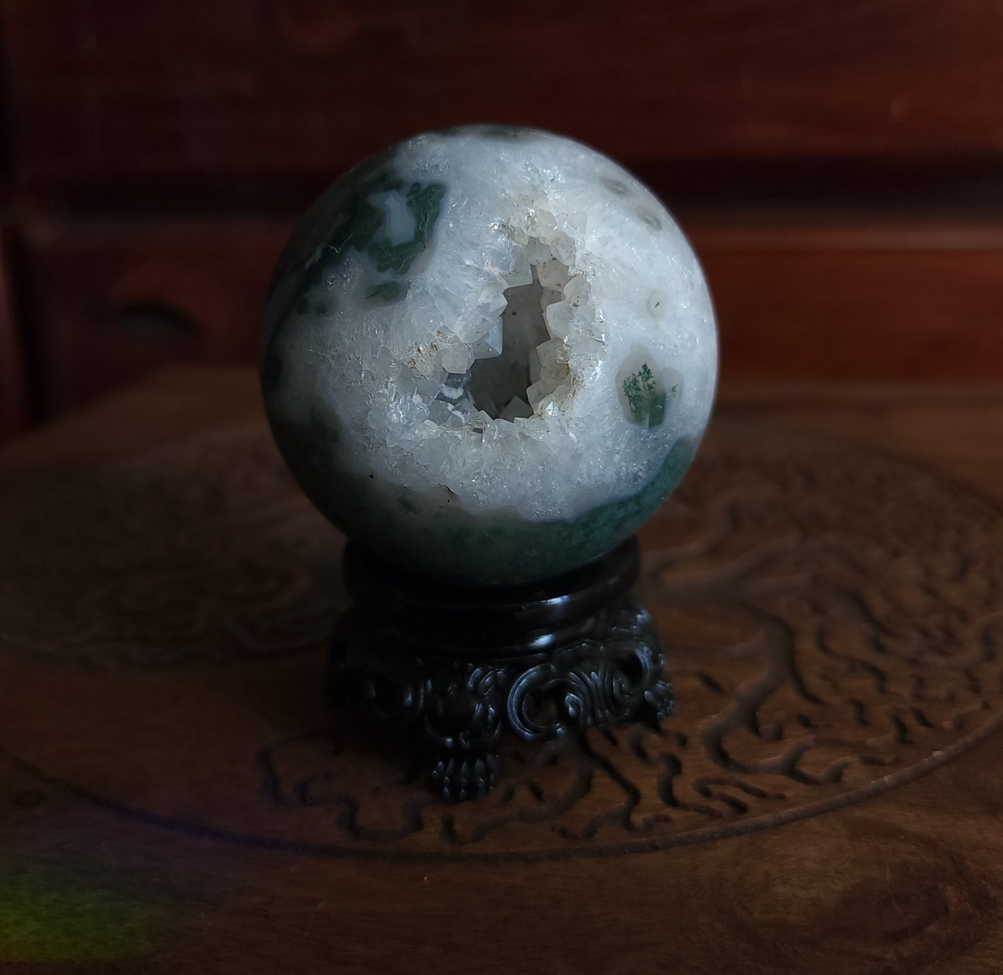 Moss Agate Sphere 6.2 cm
