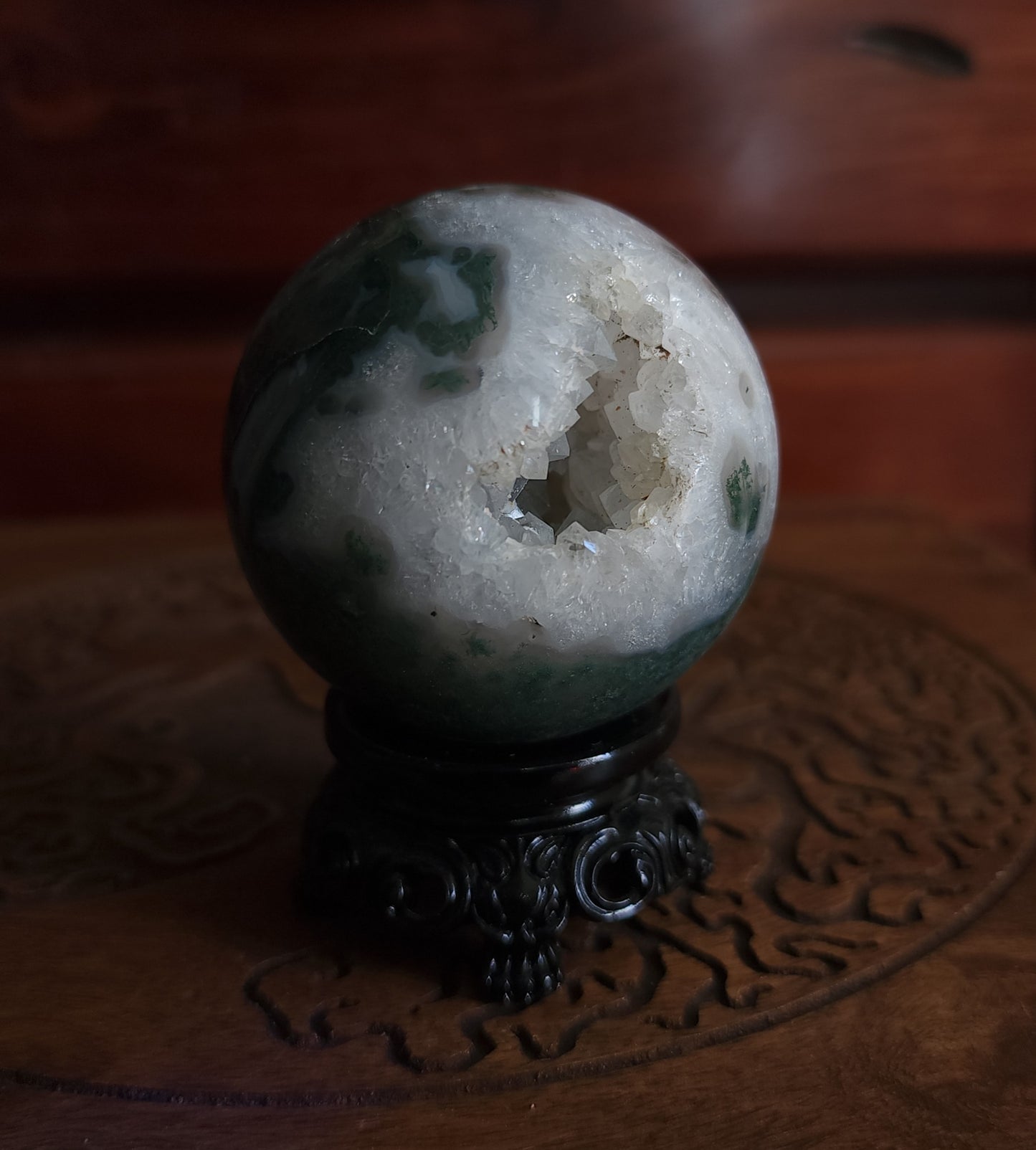 Moss Agate Sphere 6.2 cm