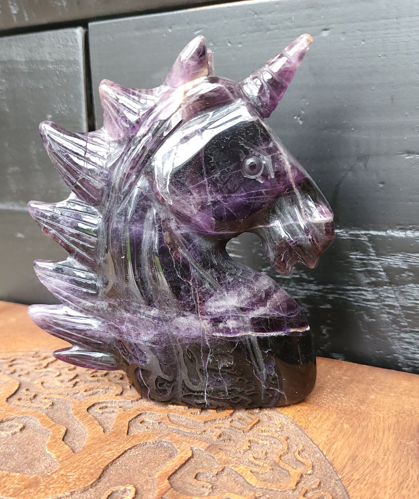 *EARTHQUAKE DAMAGE* Dark Purple Fluorite Unicorn