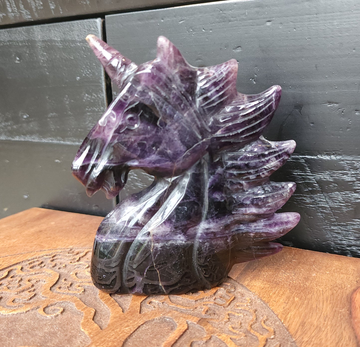 *EARTHQUAKE DAMAGE* Dark Purple Fluorite Unicorn