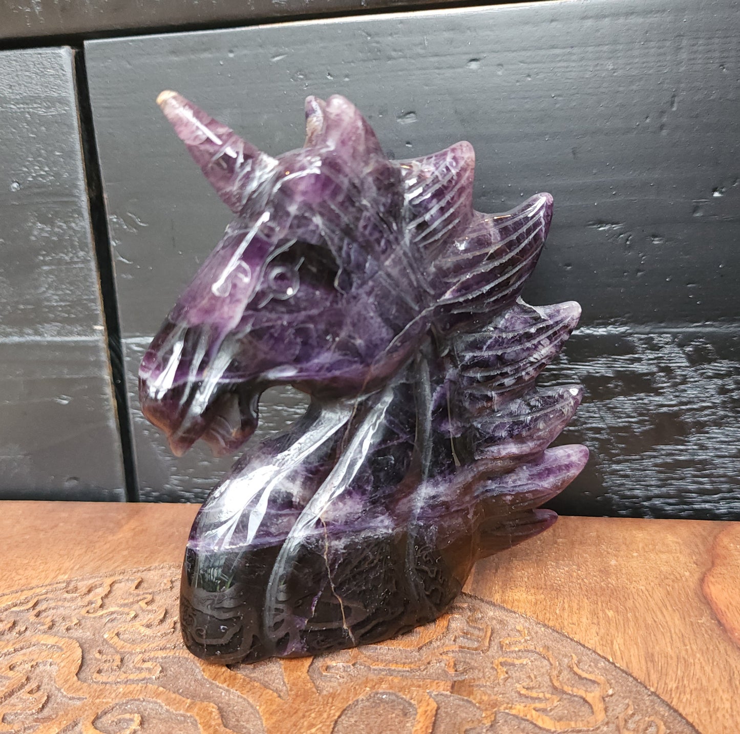 *EARTHQUAKE DAMAGE* Dark Purple Fluorite Unicorn