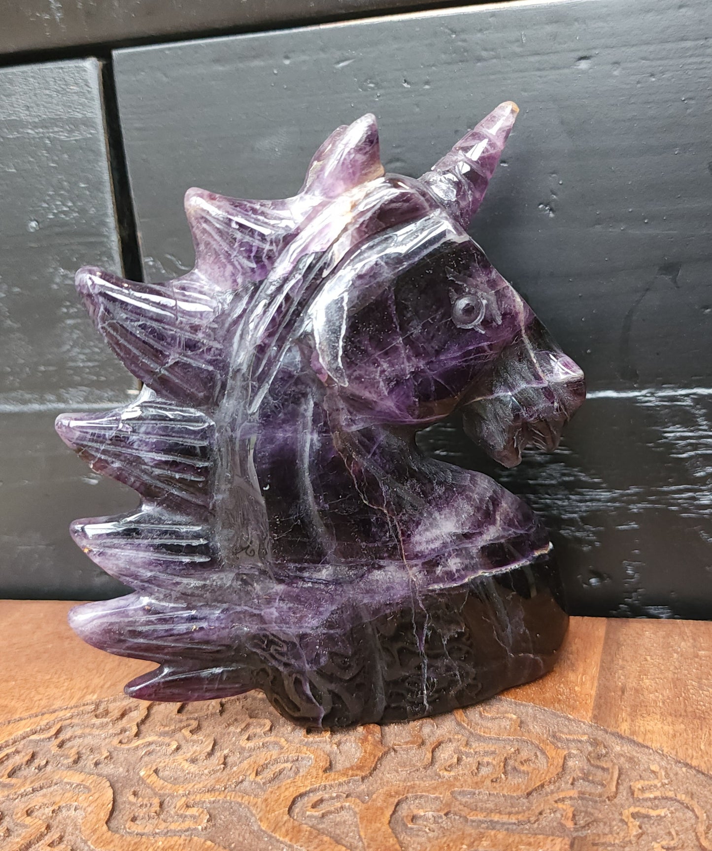 *EARTHQUAKE DAMAGE* Dark Purple Fluorite Unicorn