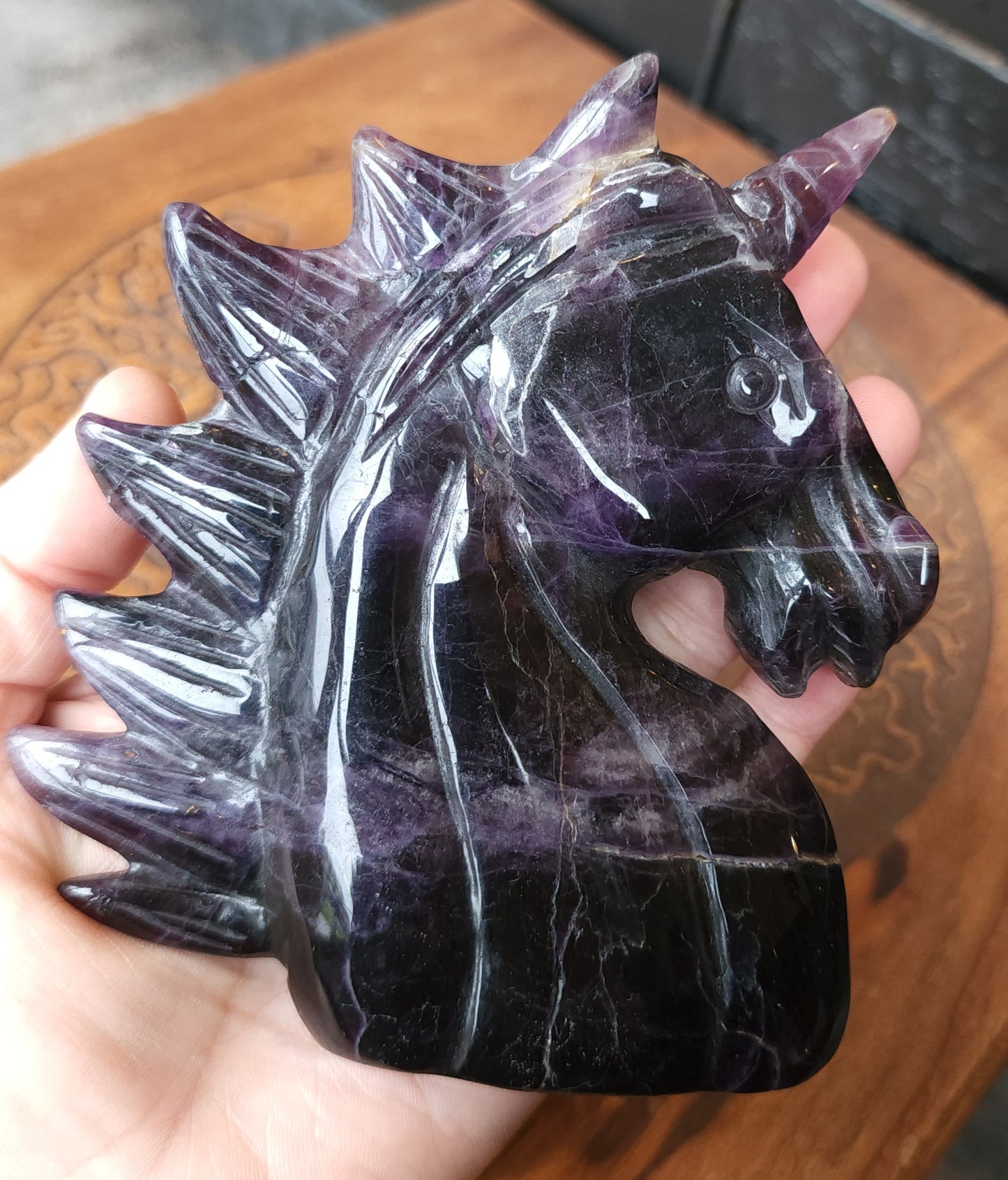 *EARTHQUAKE DAMAGE* Dark Purple Fluorite Unicorn