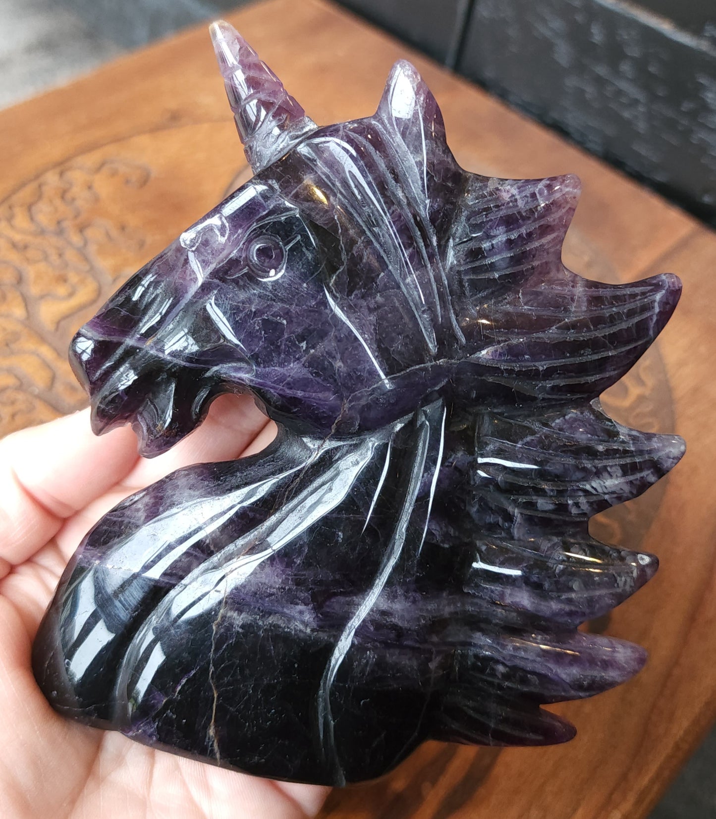 *EARTHQUAKE DAMAGE* Dark Purple Fluorite Unicorn