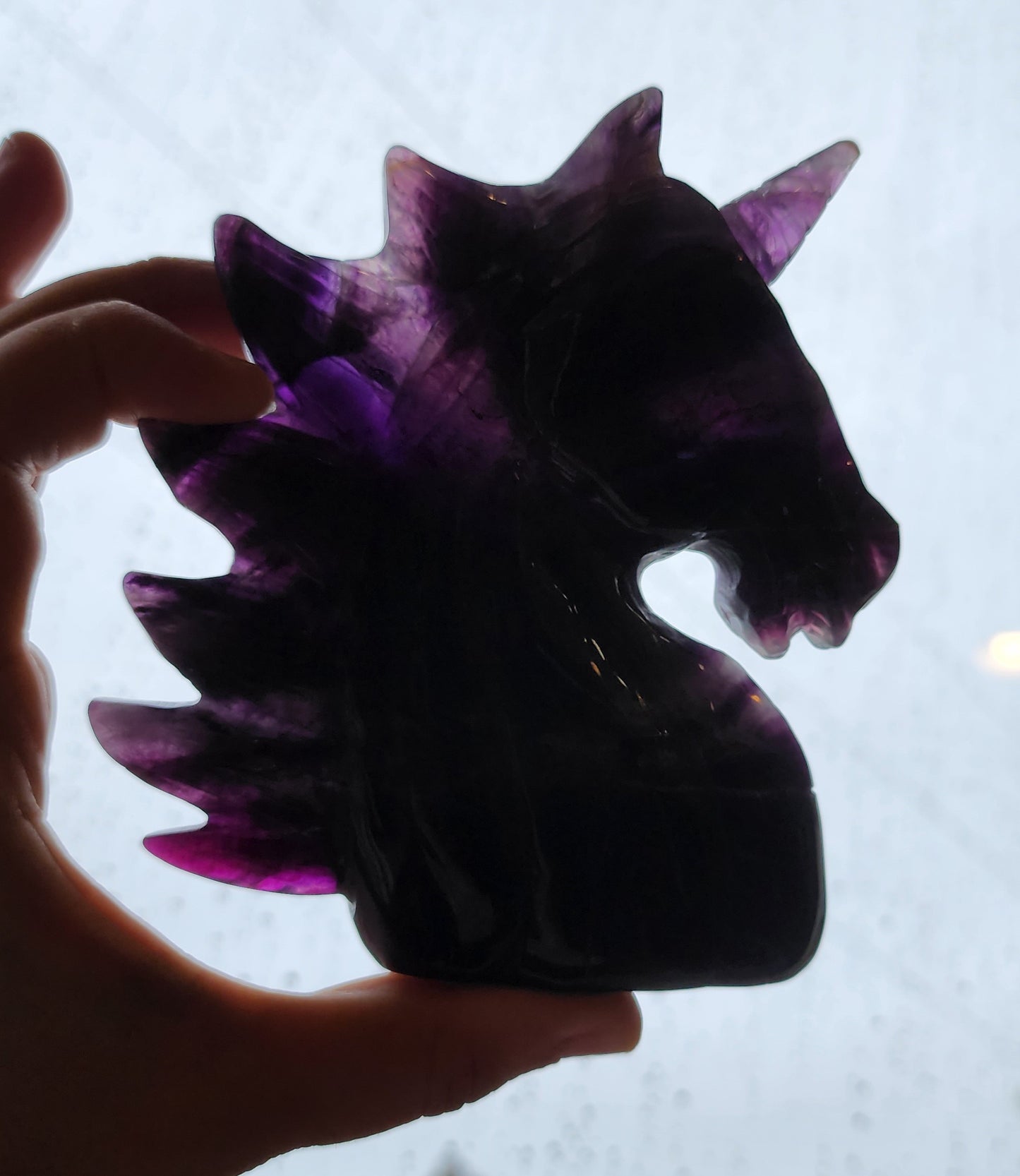 *EARTHQUAKE DAMAGE* Dark Purple Fluorite Unicorn