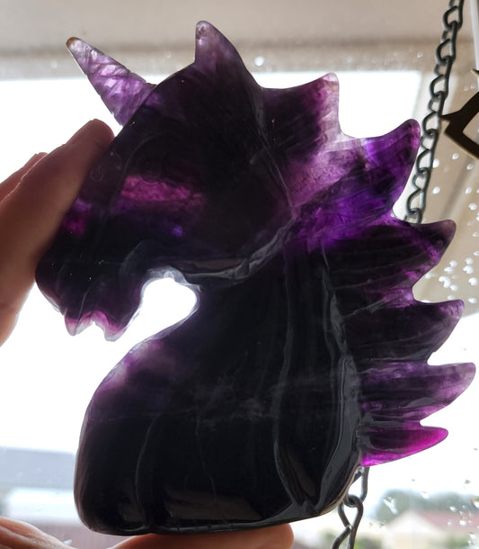 *EARTHQUAKE DAMAGE* Dark Purple Fluorite Unicorn