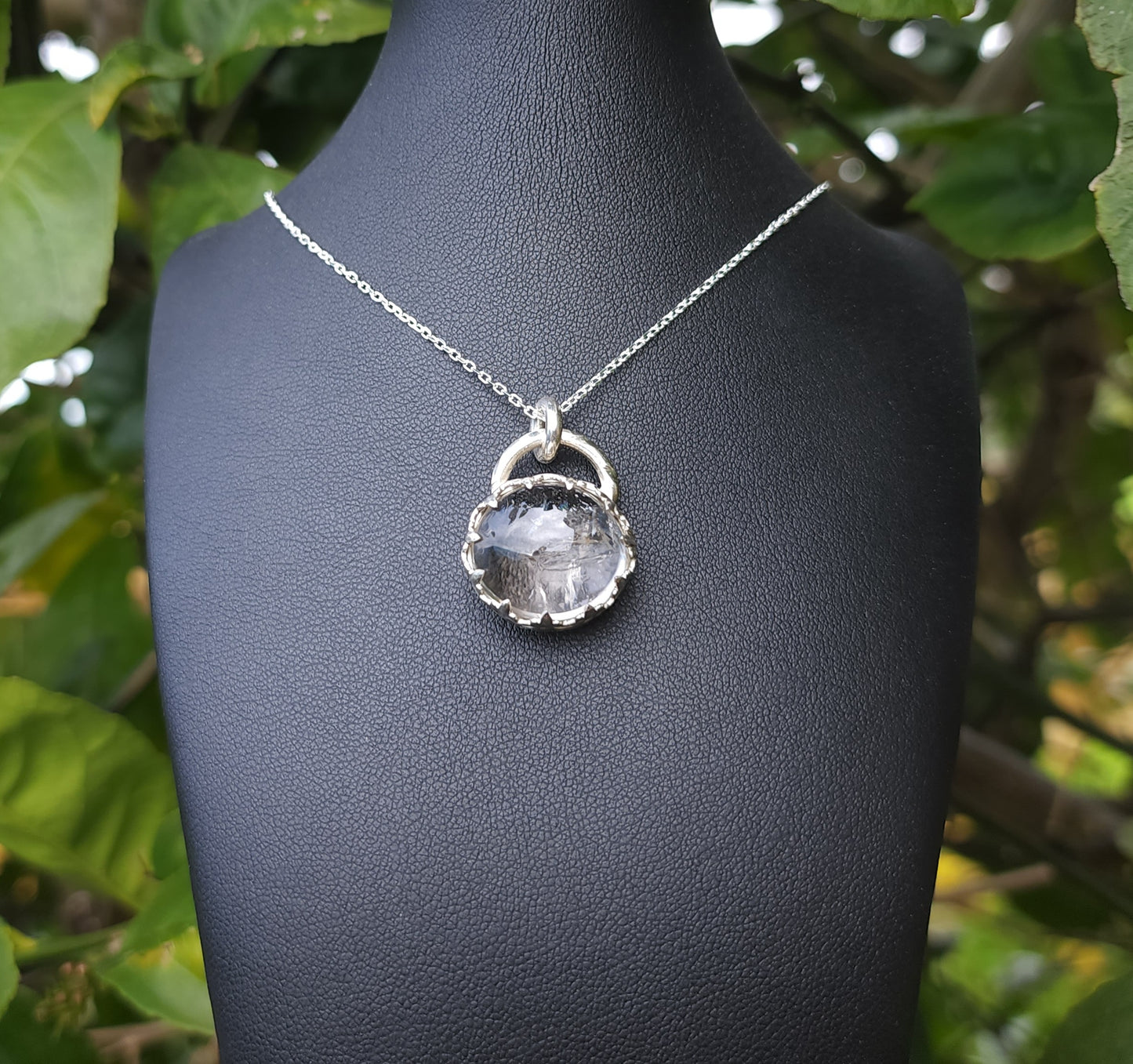 Handcrafted Enhydro Quartz Sterling Silver Necklace