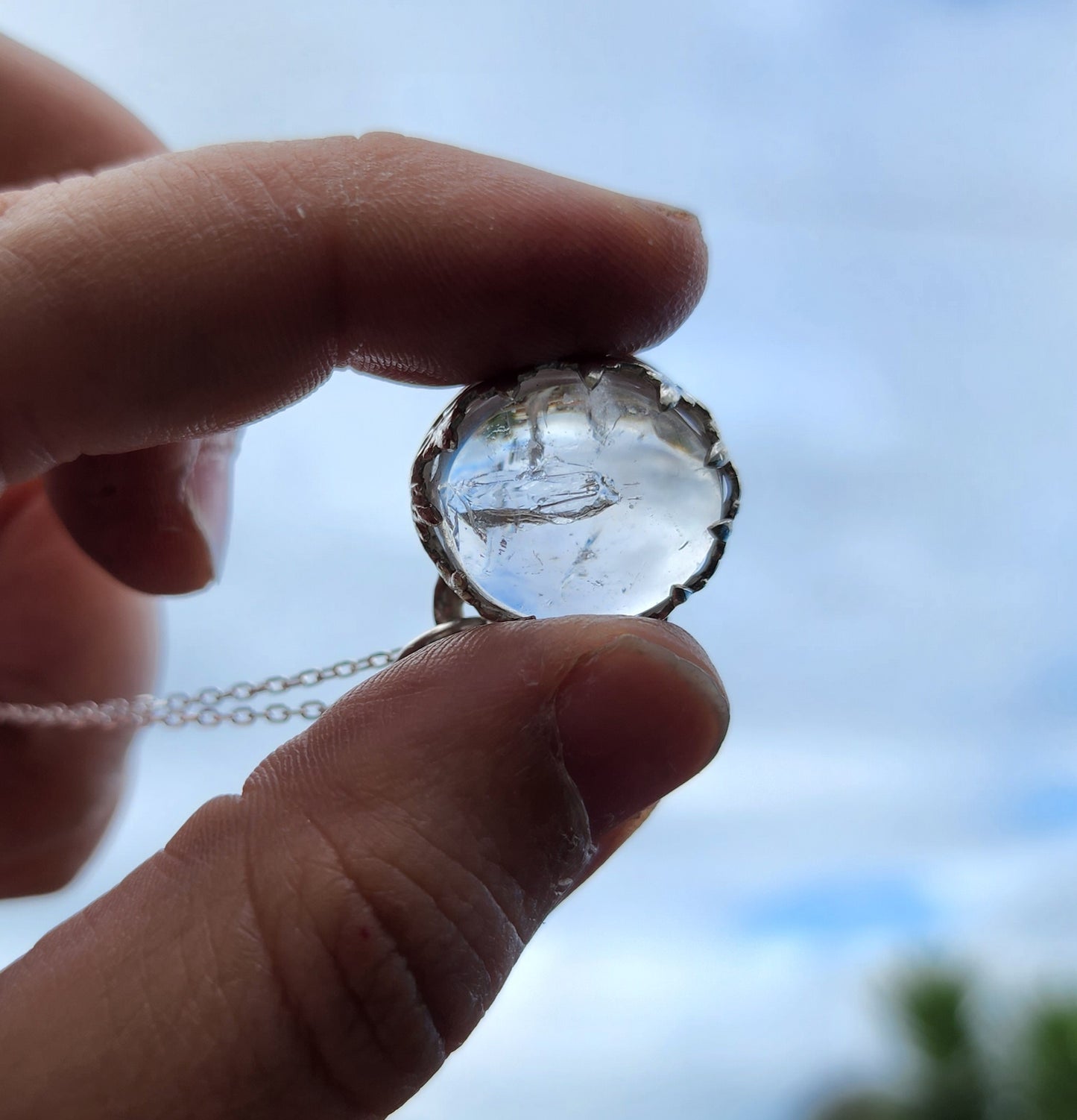 Handcrafted Enhydro Quartz Sterling Silver Necklace