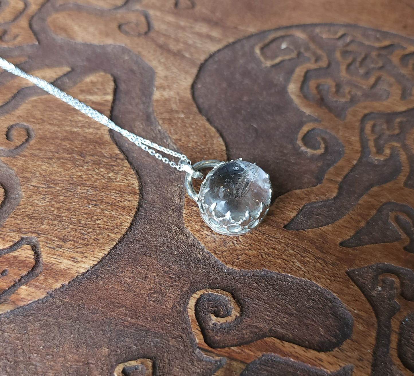 Handcrafted Enhydro Quartz Sterling Silver Necklace