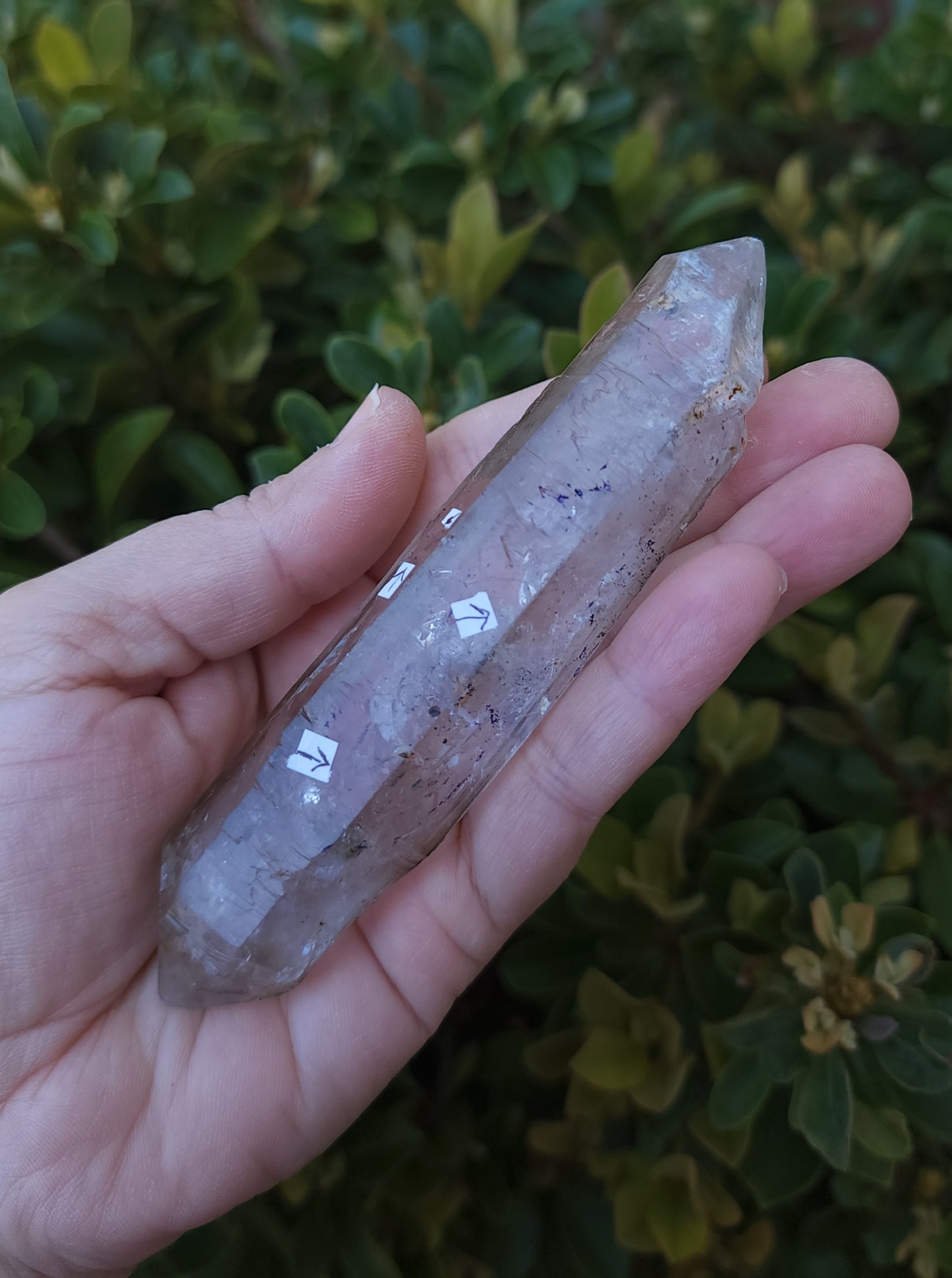 Double Terminated Clear Quartz Enhydro Wand