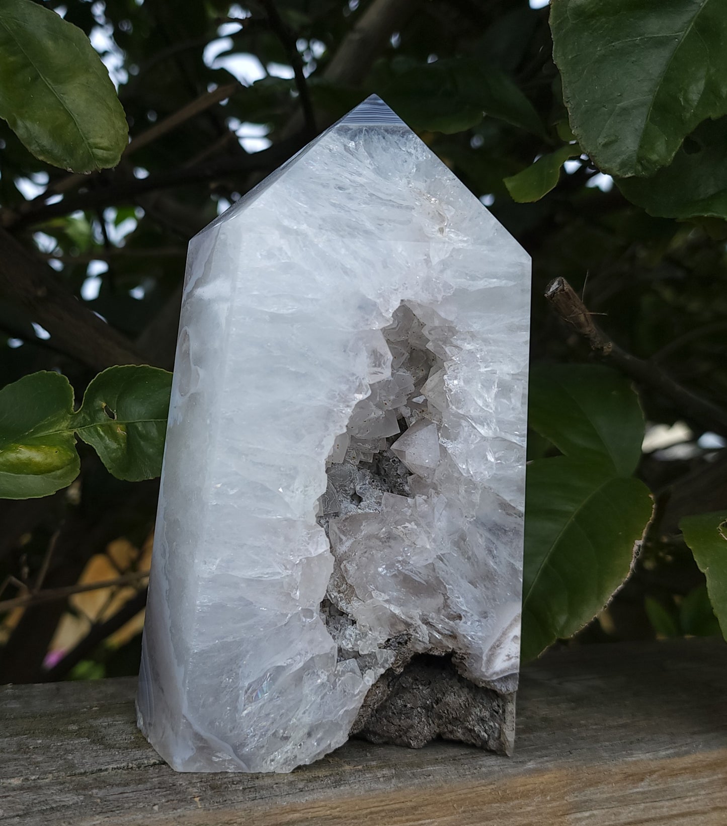 Agate Druzy Tower with Calcite