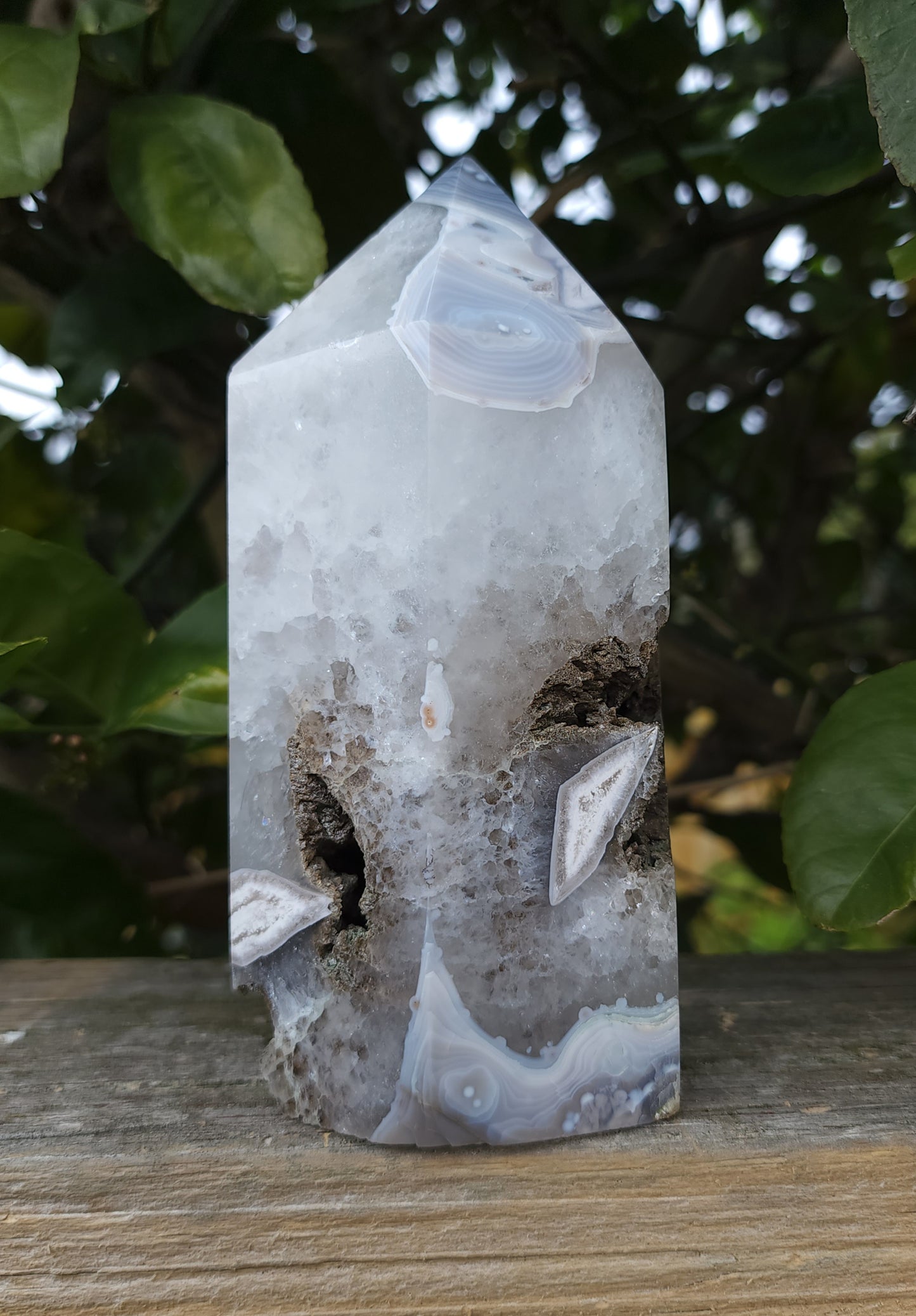 Agate Druzy Tower with Calcite