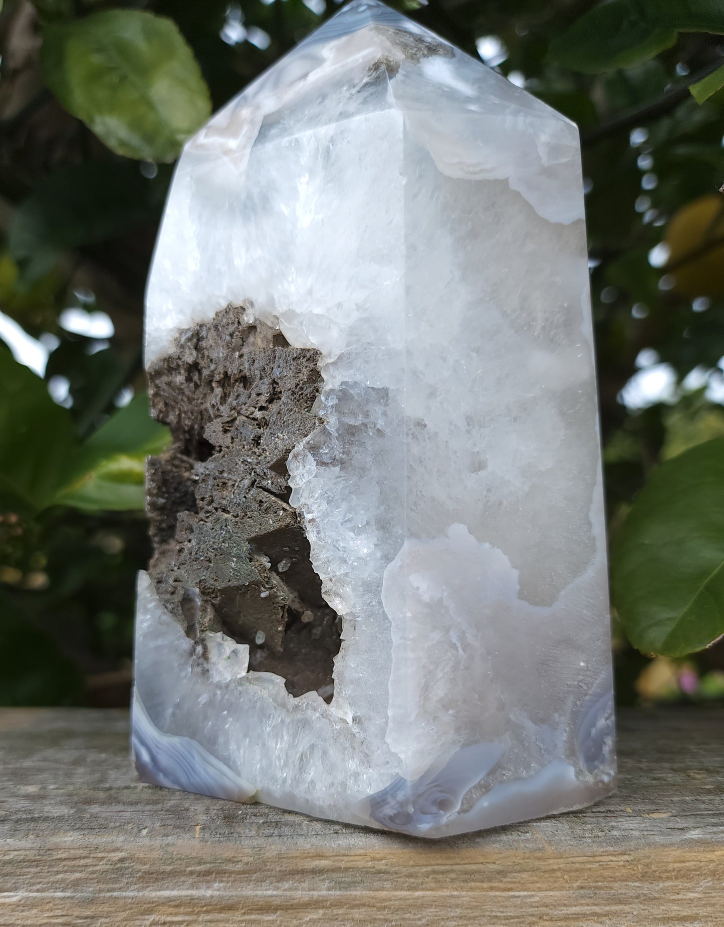 Agate Druzy Tower with Calcite