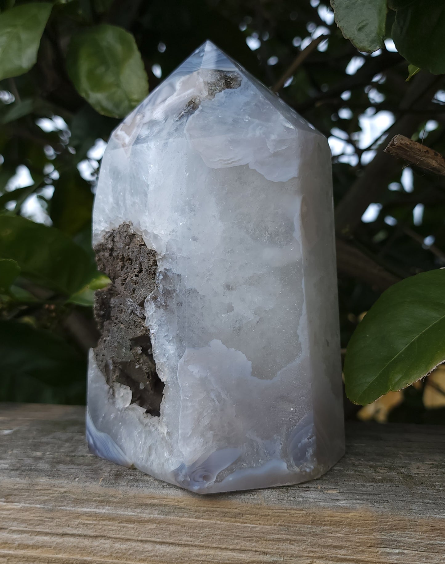 Agate Druzy Tower with Calcite