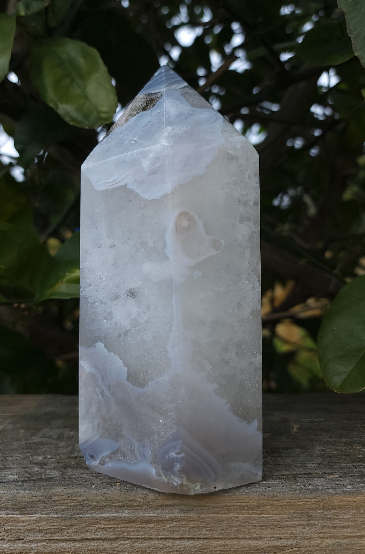 Agate Druzy Tower with Calcite