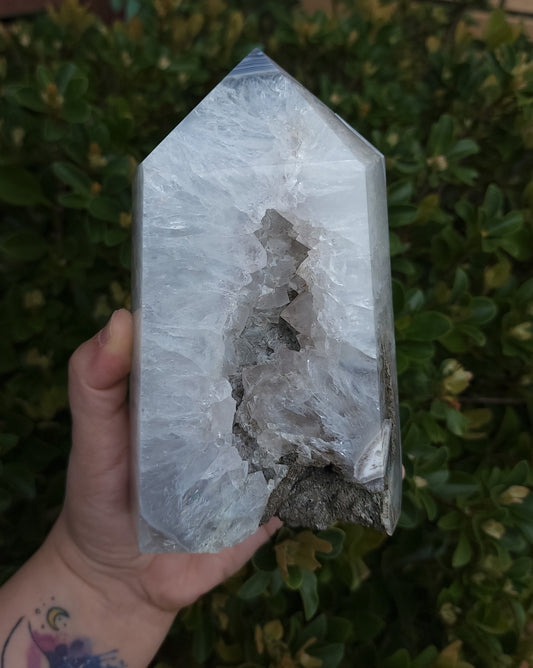 Agate Druzy Tower with Calcite