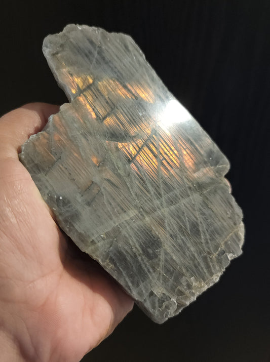 Part Polished Raw Labradorite - Pink/Purple/Orange