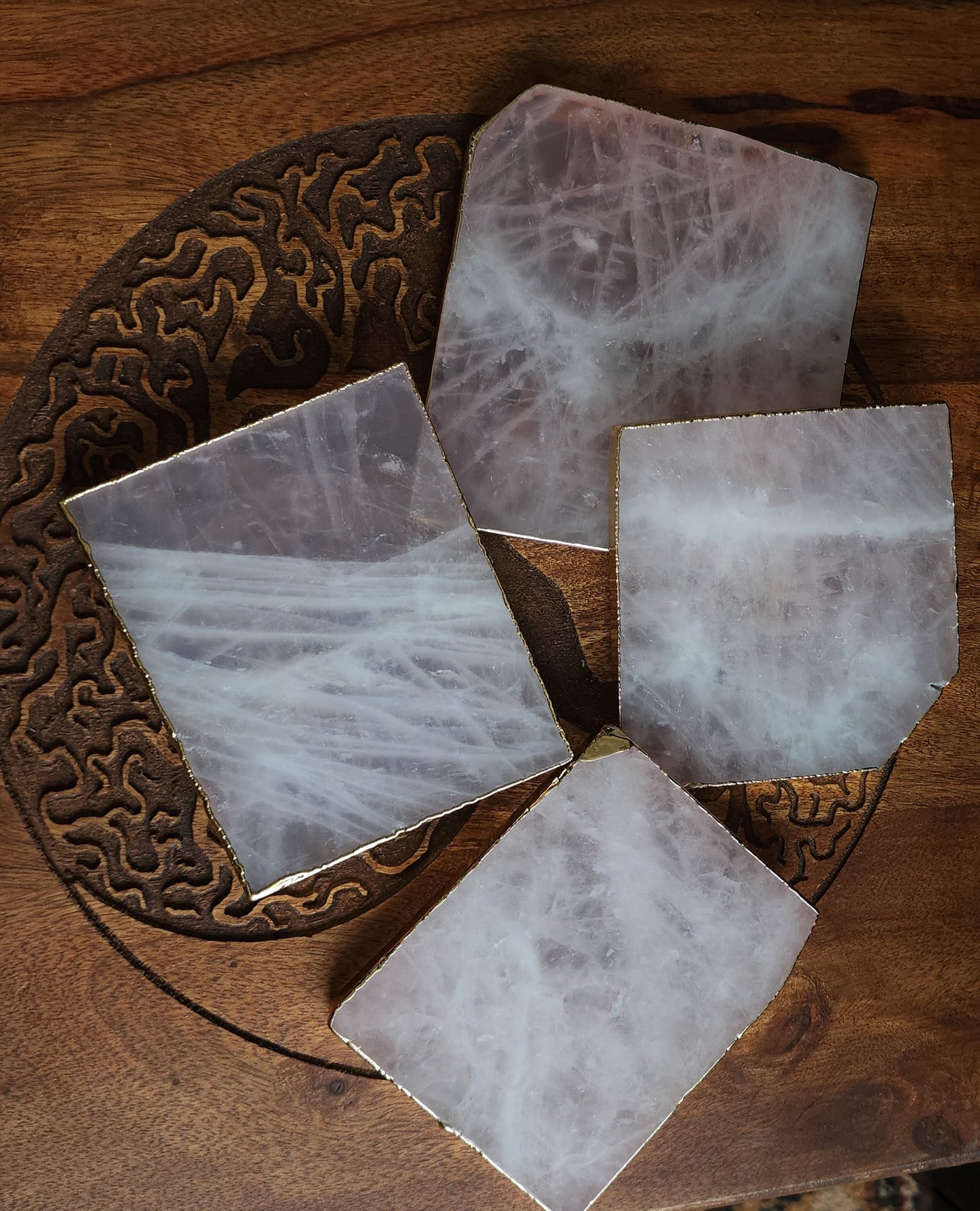 Rose Quartz Coaster Set