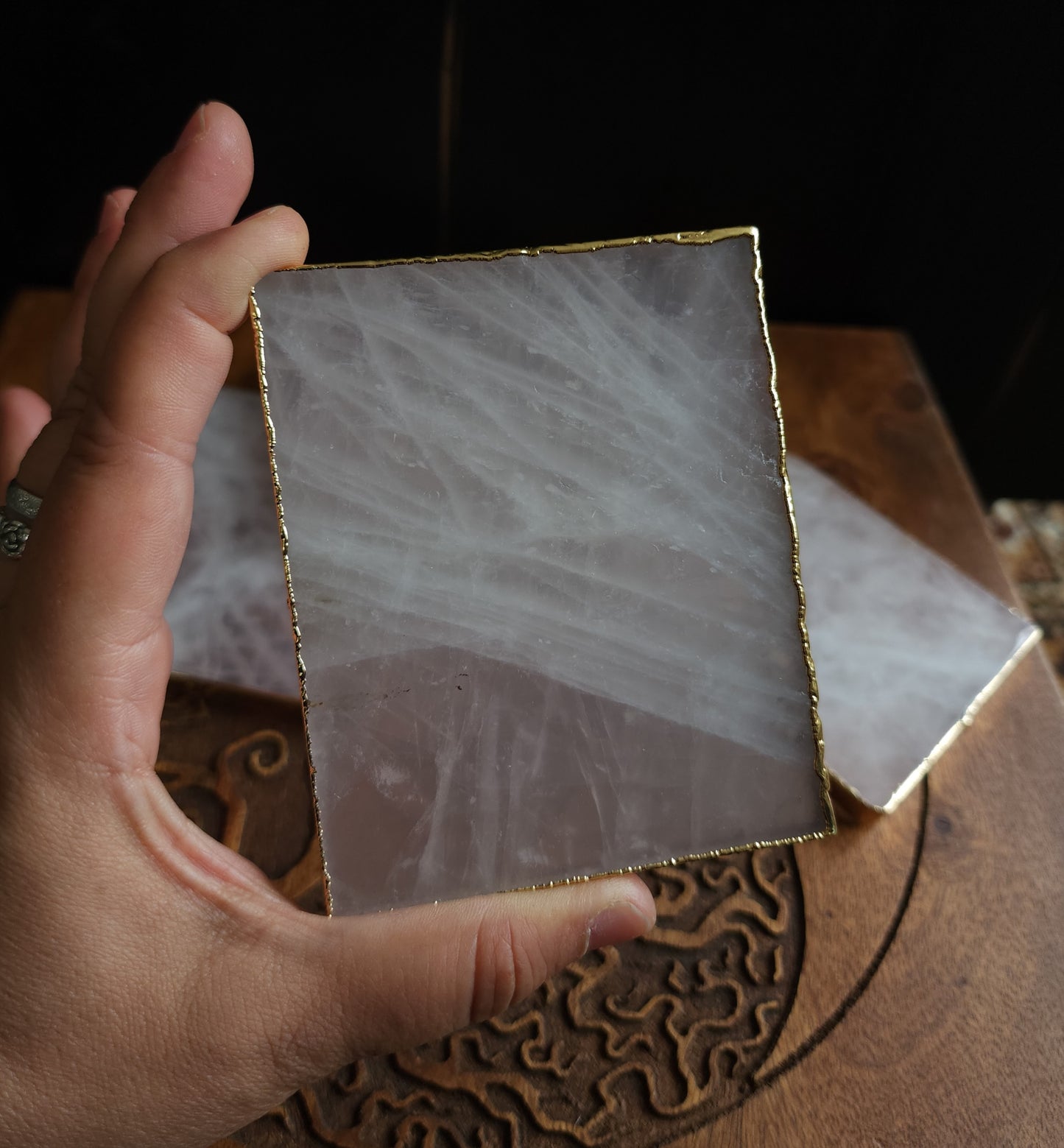 Rose Quartz Coaster Set