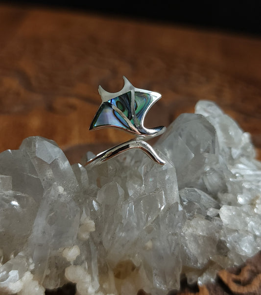 Sterling Silver & Paua Stingray Ring