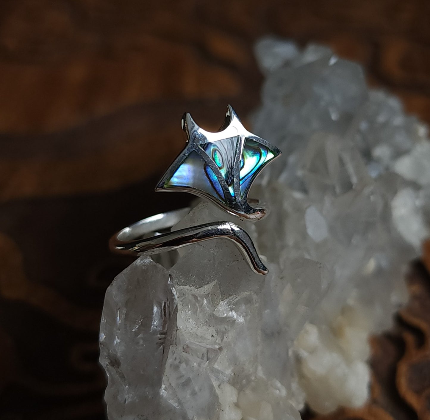 Sterling Silver & Paua Stingray Ring
