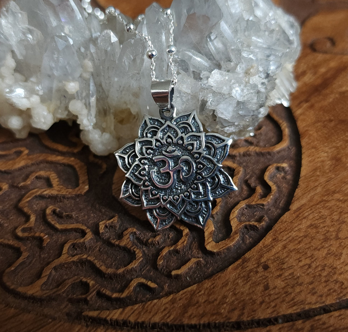 Sterling Silver "Om" Lotus Pendant