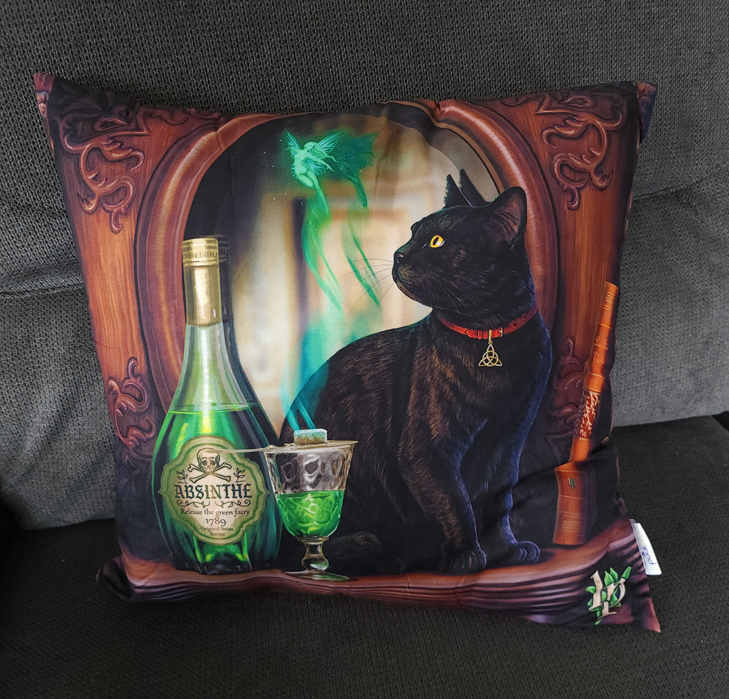 "Absinthe Cat" Cushion