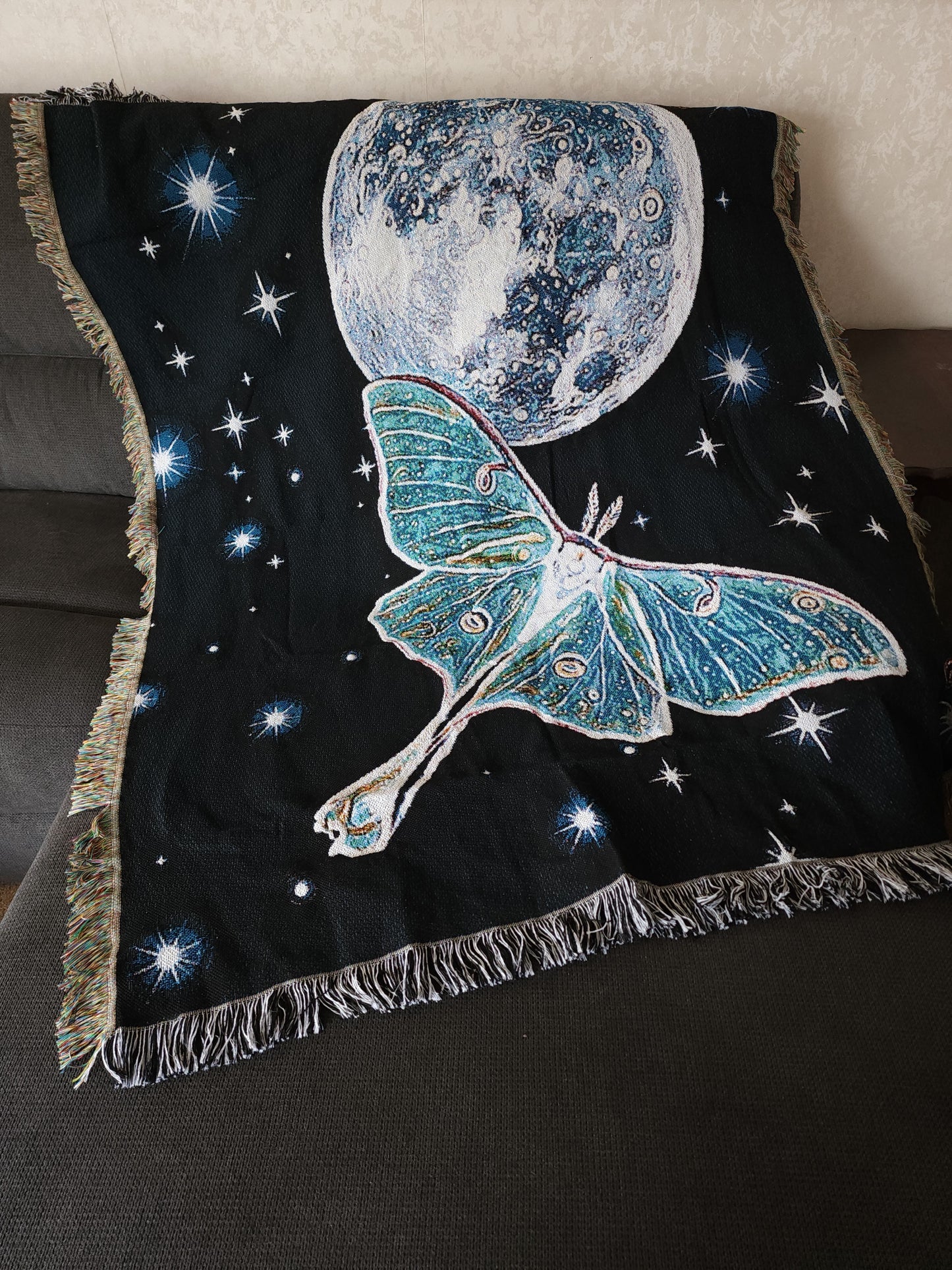 Free Spirit Luna Moth Throw Blanket - Polyester/Cotton Blend