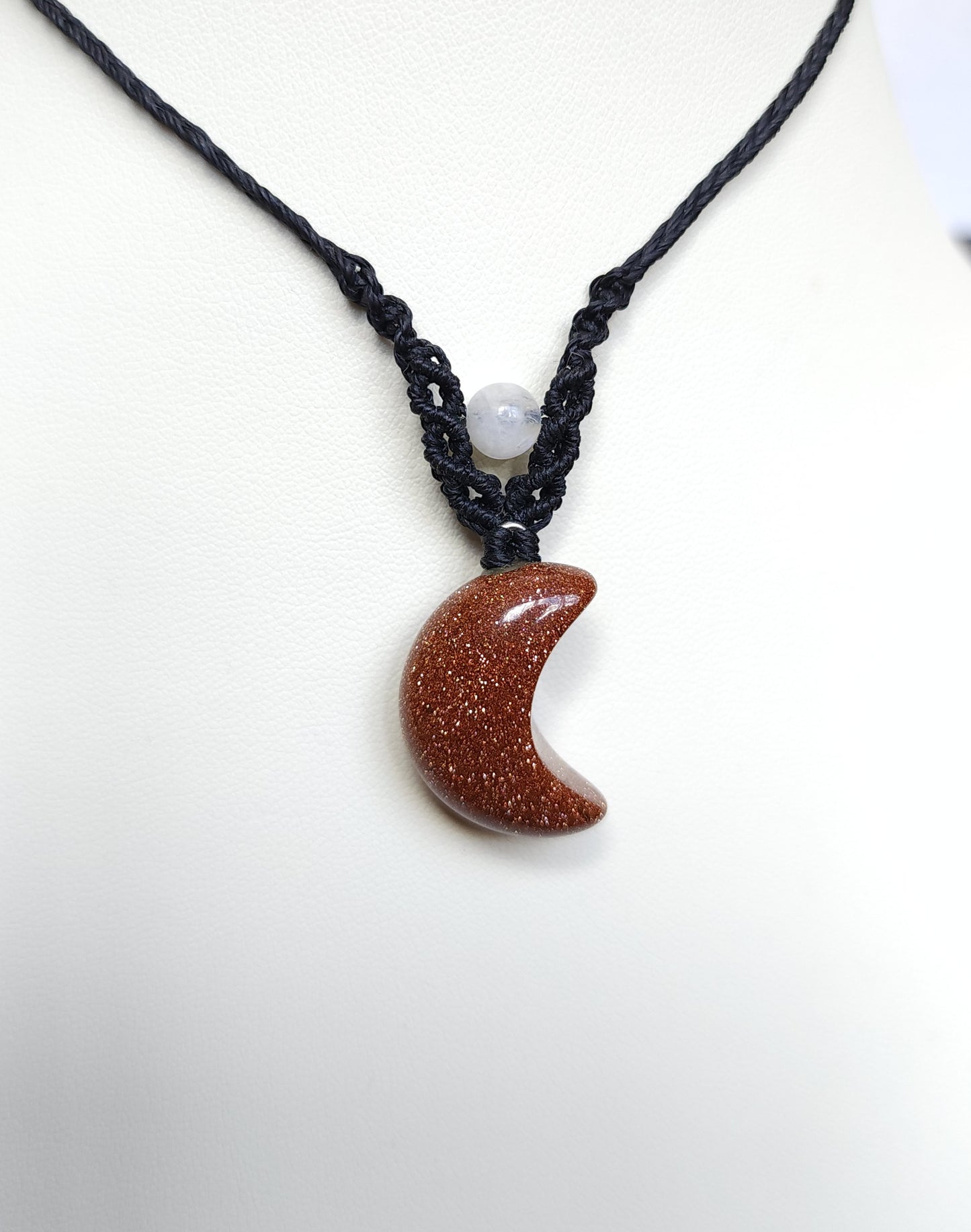 Handcrafted Goldstone & Moonstone Macrame Necklace