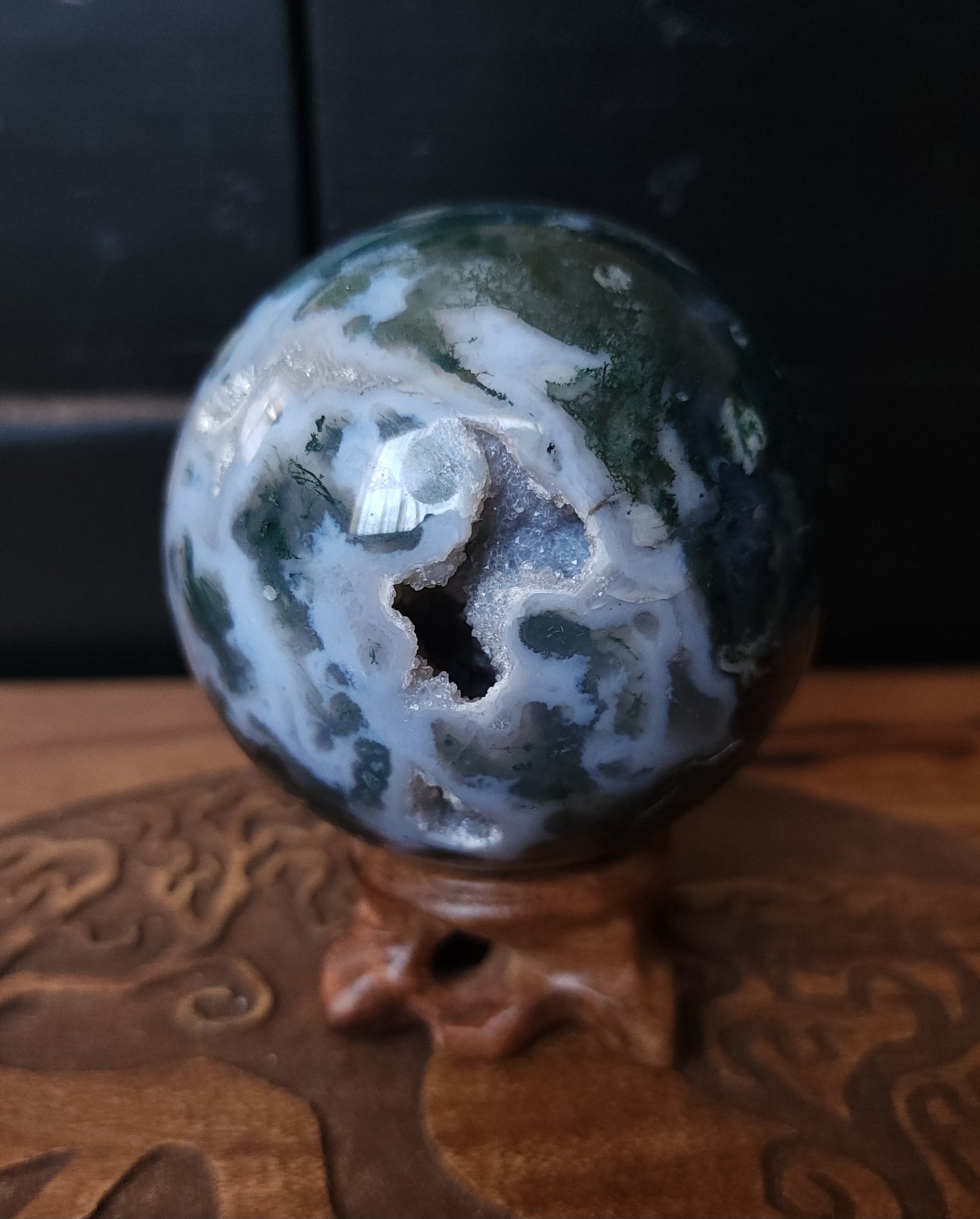 Moss Agate Sphere 7.2 cm