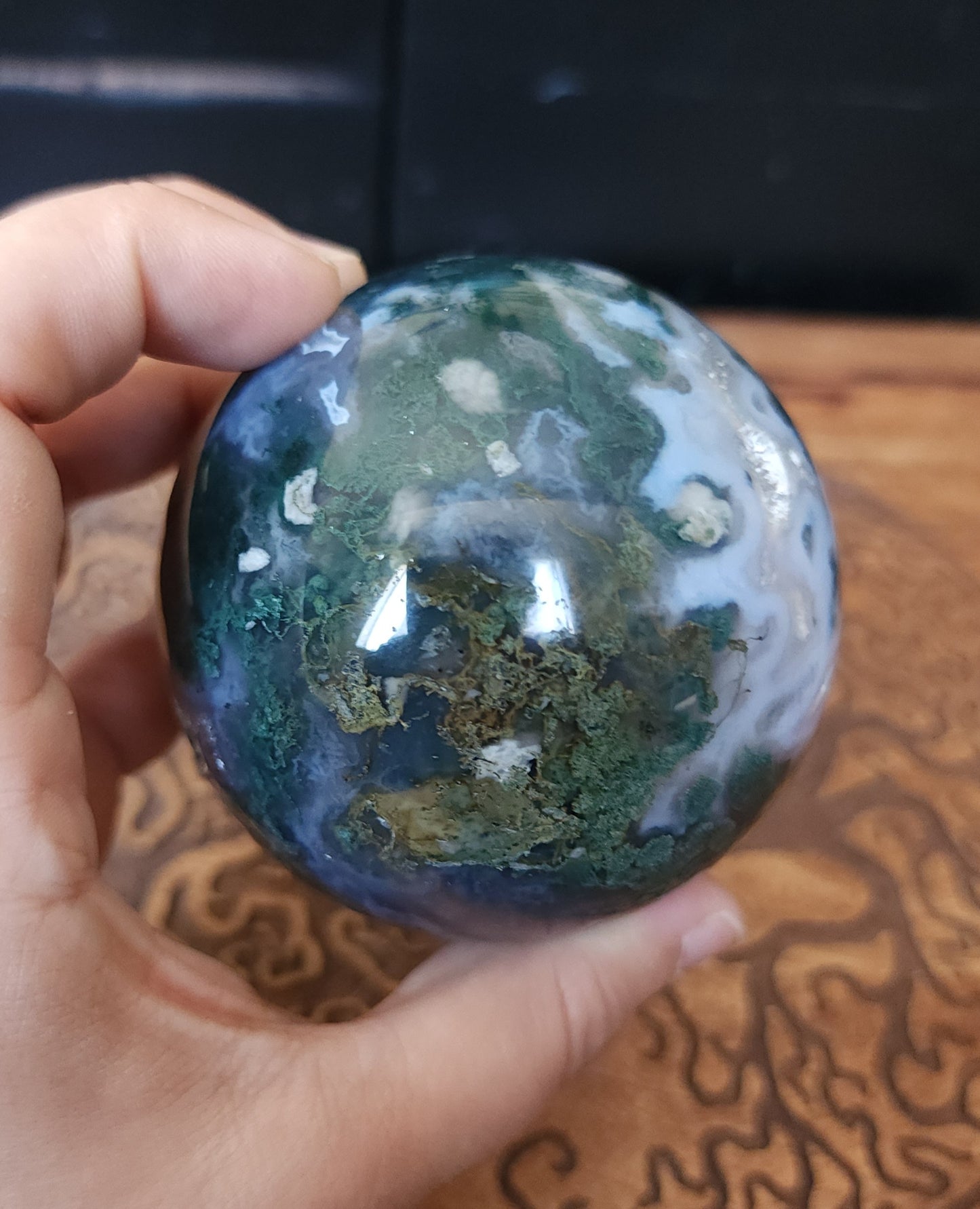 Moss Agate Sphere 7.2 cm