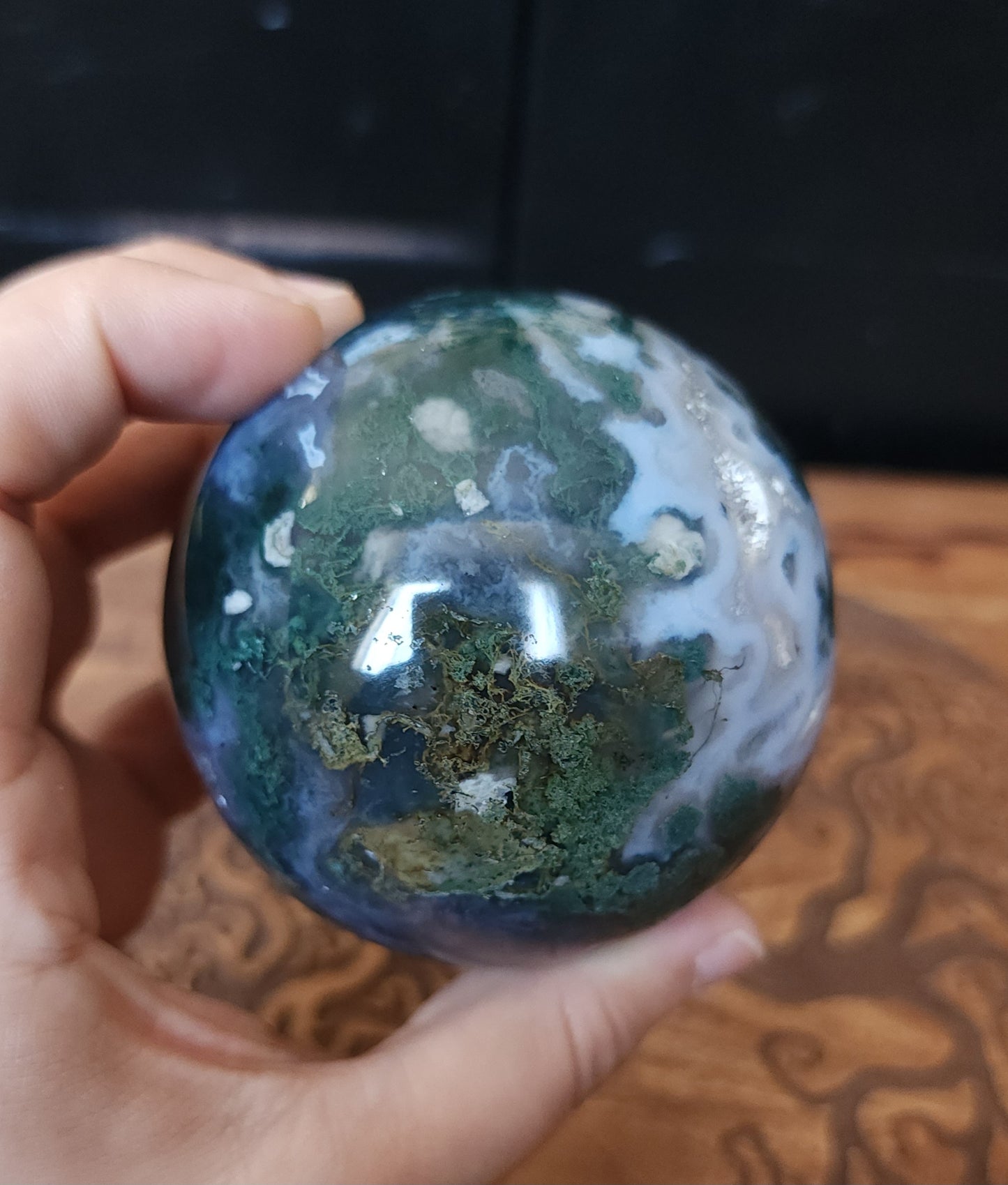 Moss Agate Sphere 7.2 cm
