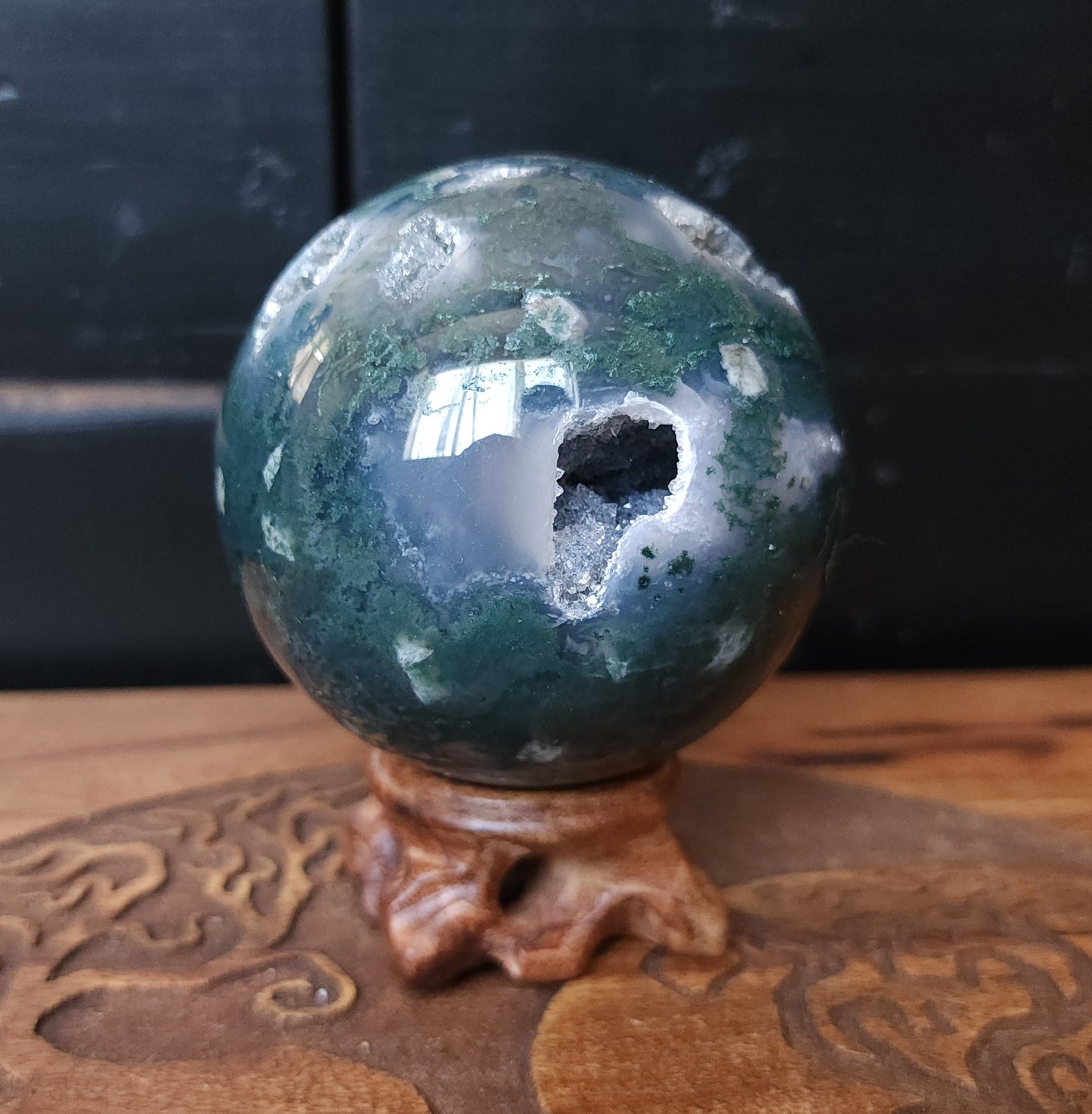Moss Agate Sphere 7.2 cm