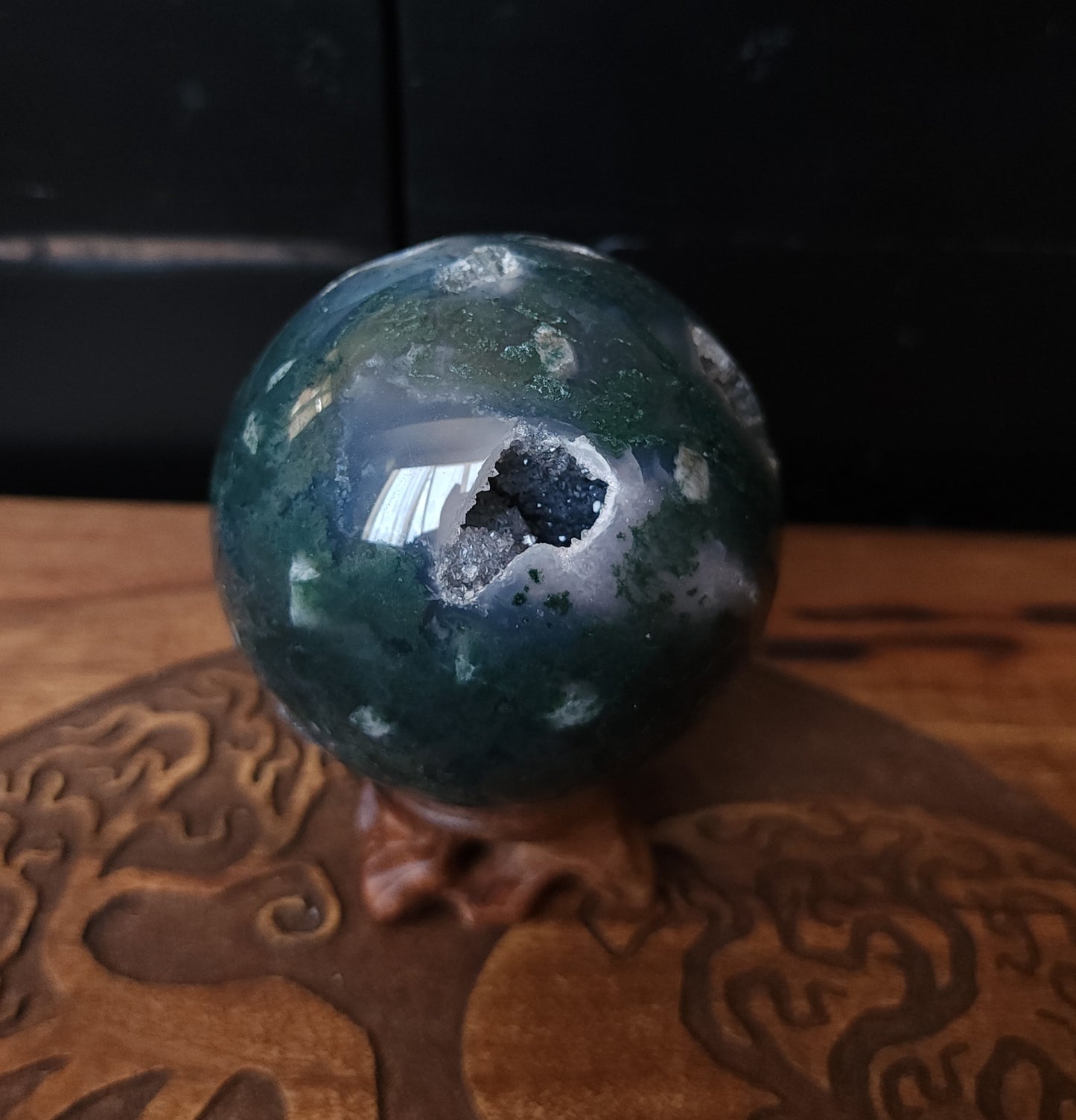 Moss Agate Sphere 7.2 cm