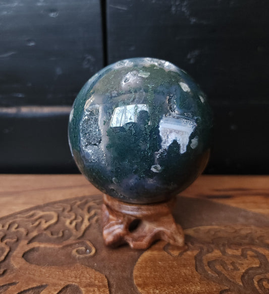 Moss Agate Sphere 7.2 cm