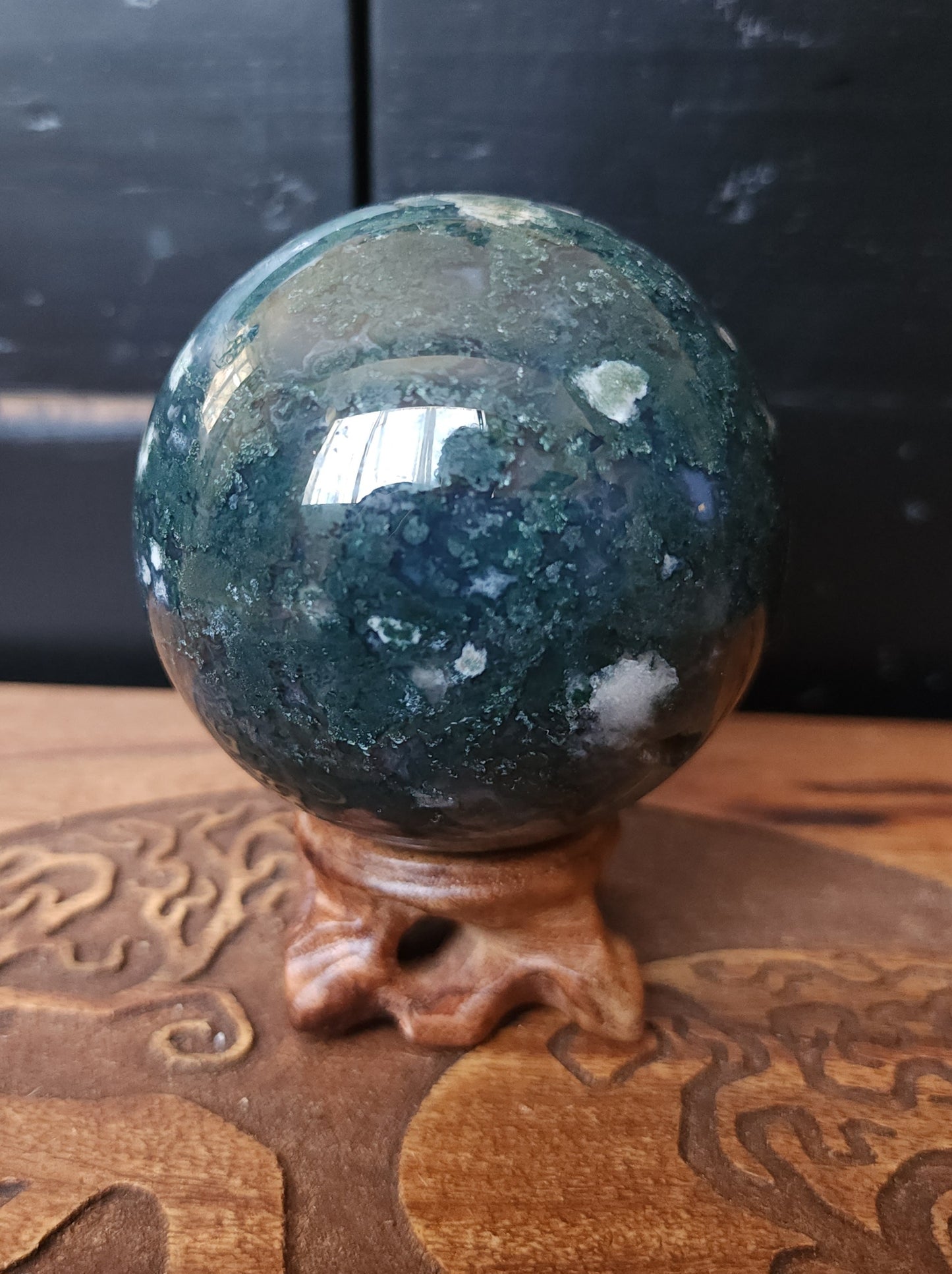 Moss Agate Sphere 7.2 cm