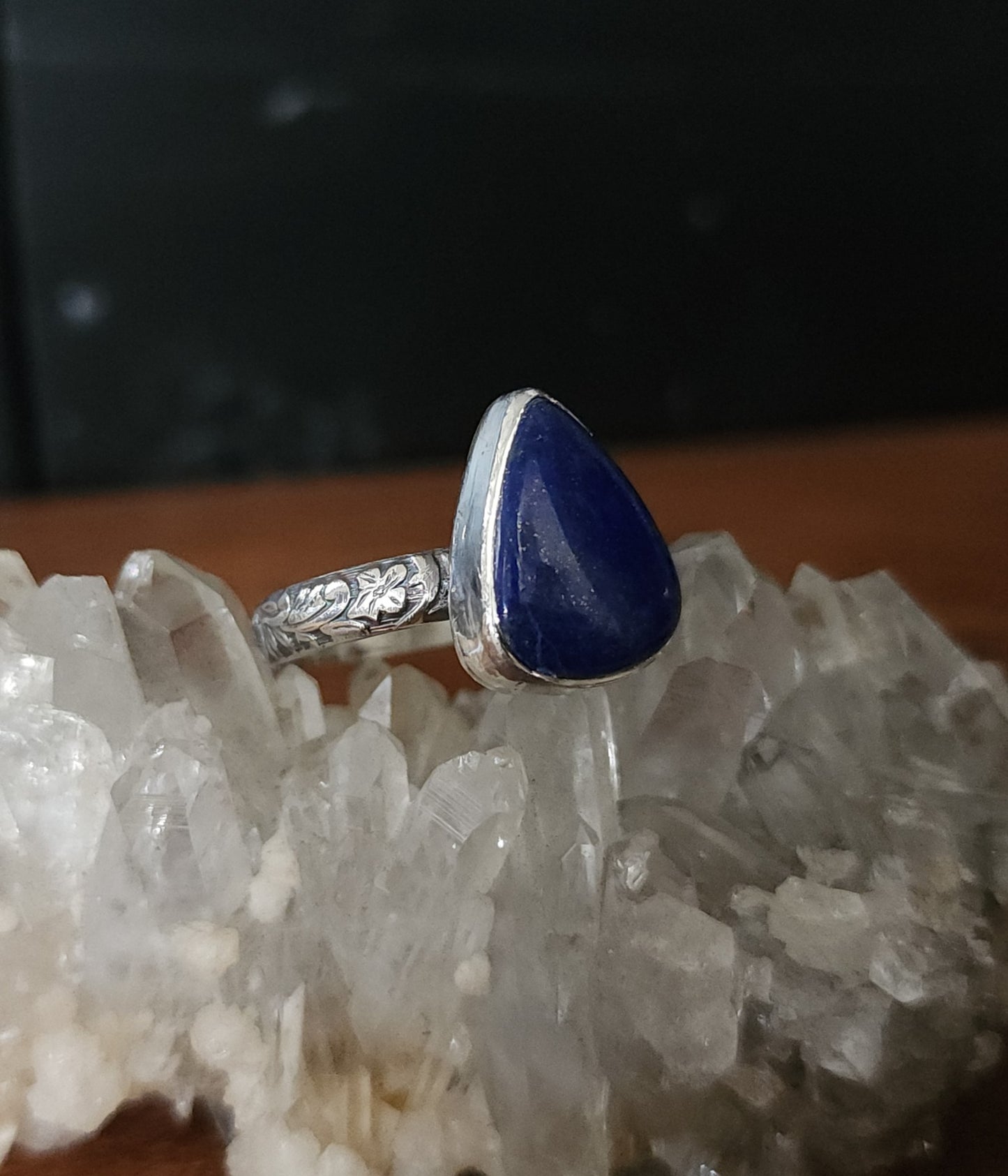Handcrafted Lapis Lazuli Sterling Silver Ring - Size 12