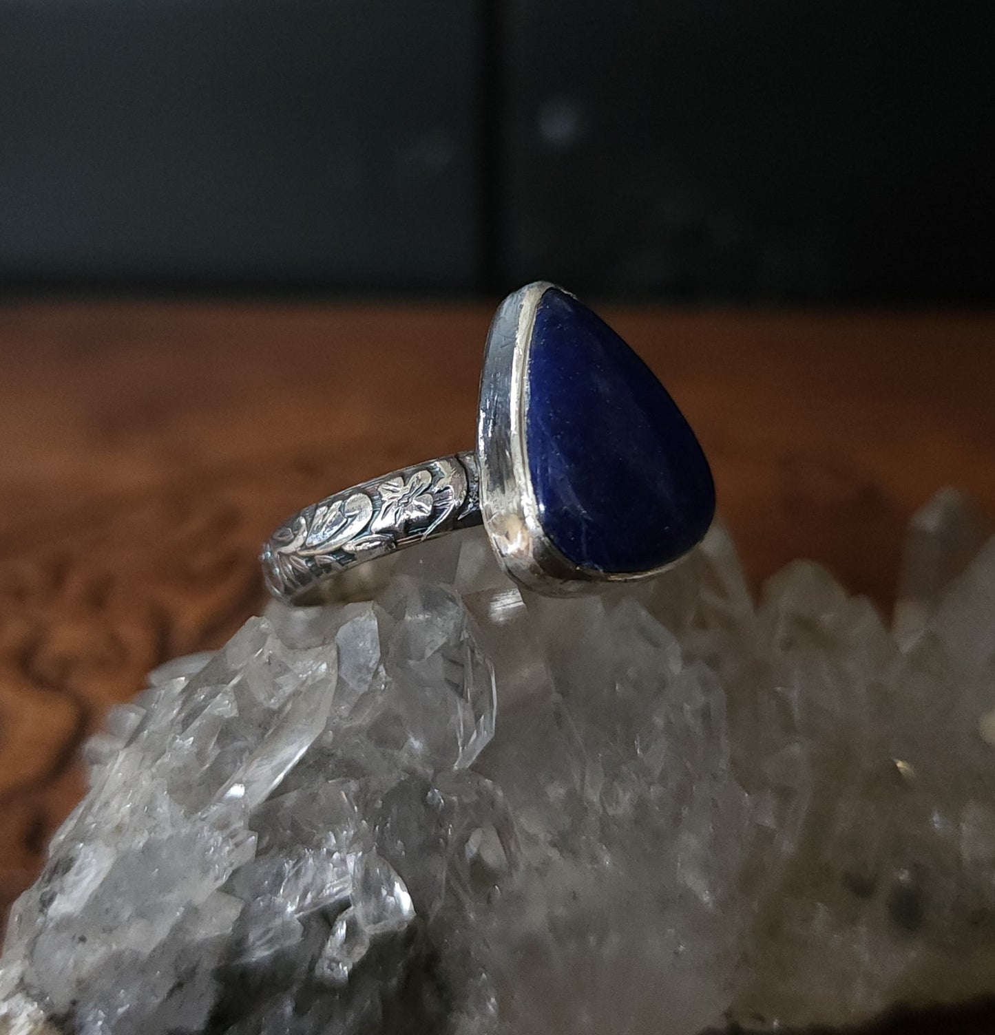Handcrafted Lapis Lazuli Sterling Silver Ring - Size 12