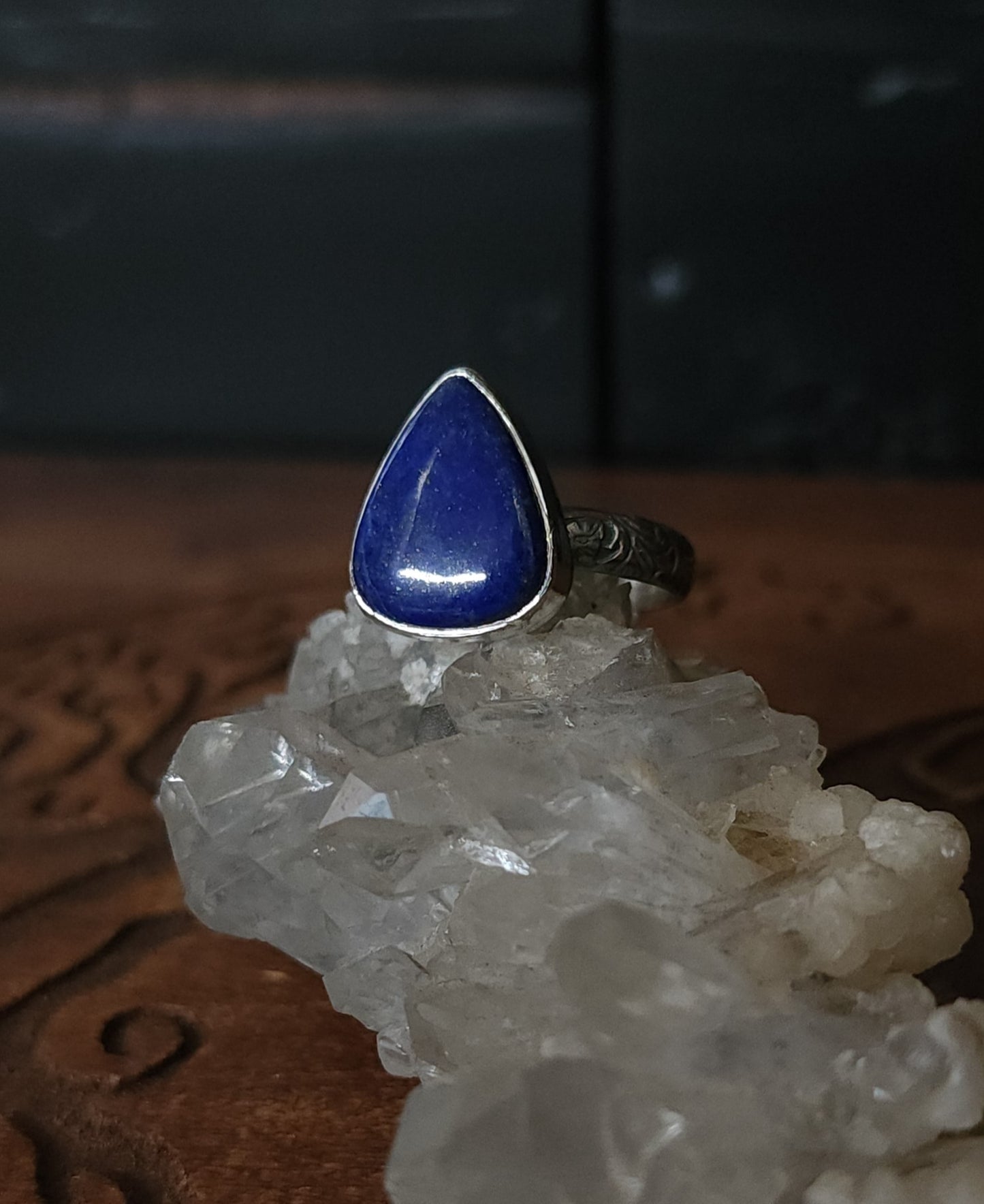 Handcrafted Lapis Lazuli Sterling Silver Ring - Size 12
