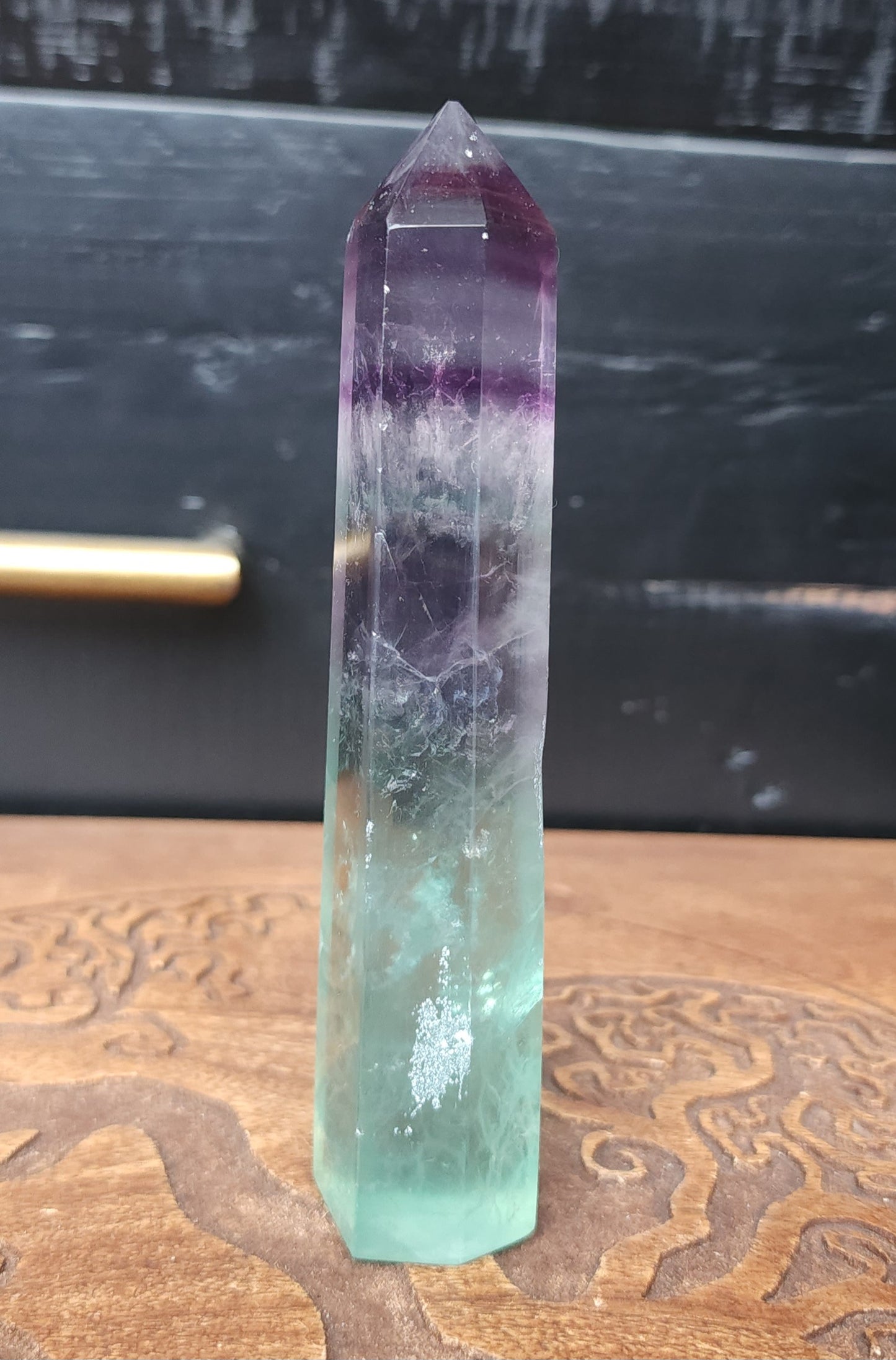 *EARTHQUAKE DAMAGE* Rainbow Fluorite Point
