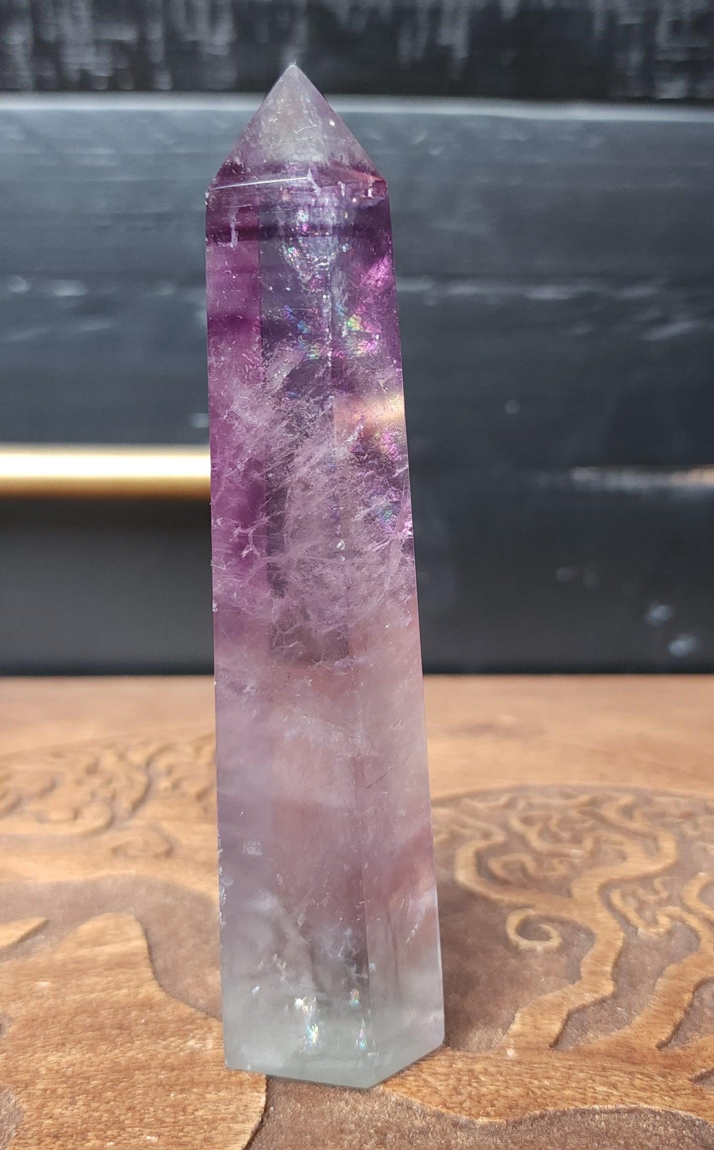 *EARTHQUAKE DAMAGED* Rainbow Fluorite Point