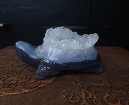 Agate & Quartz Cluster Turtle Carving