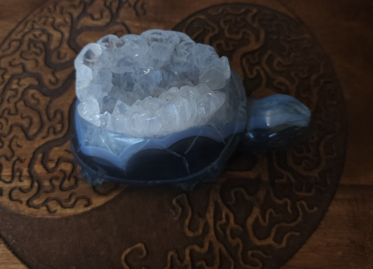 Agate & Quartz Cluster Turtle Carving
