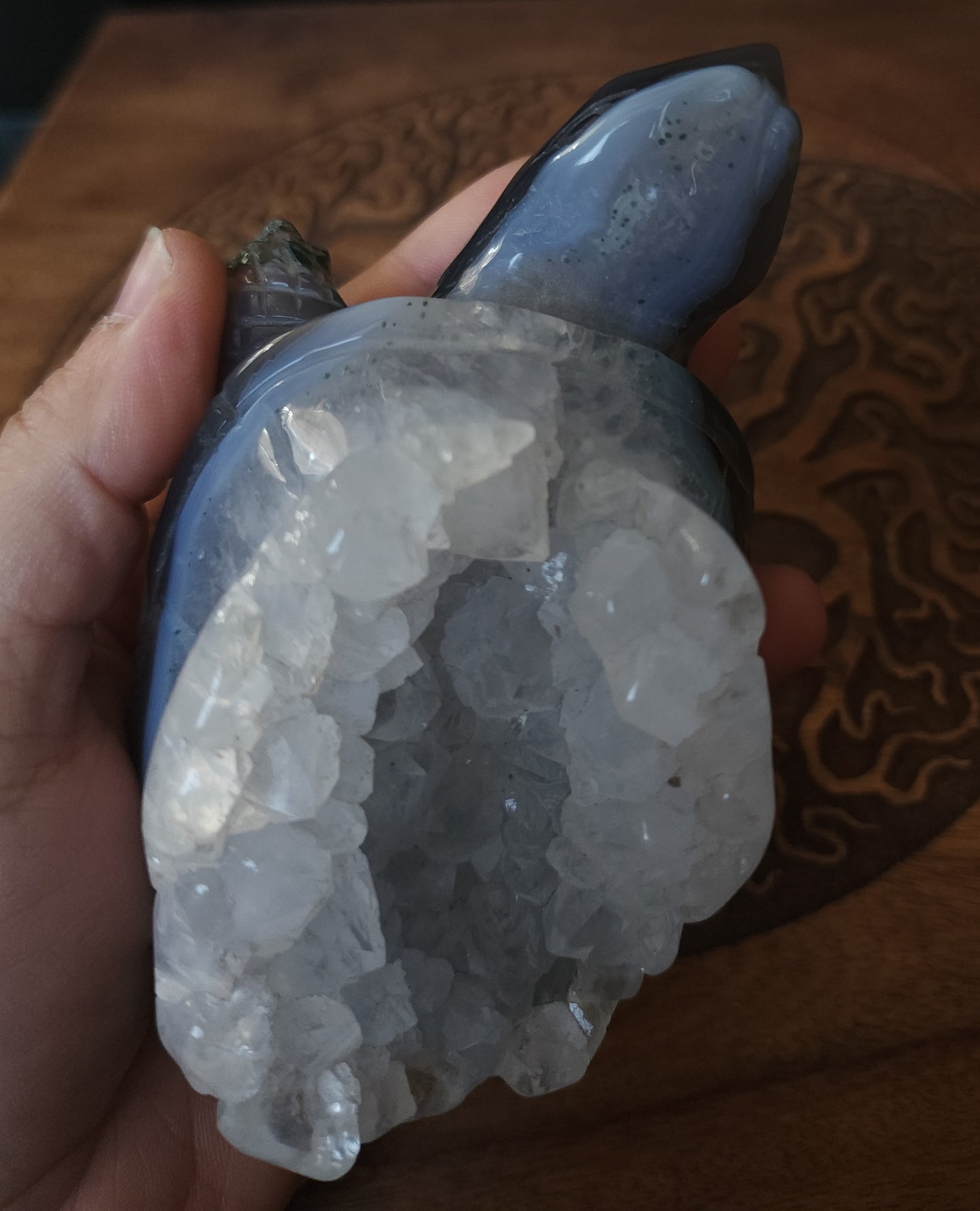 Agate & Quartz Cluster Turtle Carving