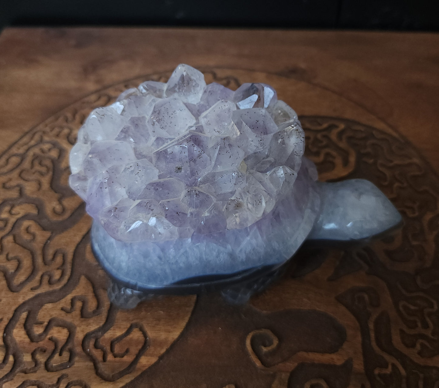 Agate & Amethyst Cluster Turtle Carving