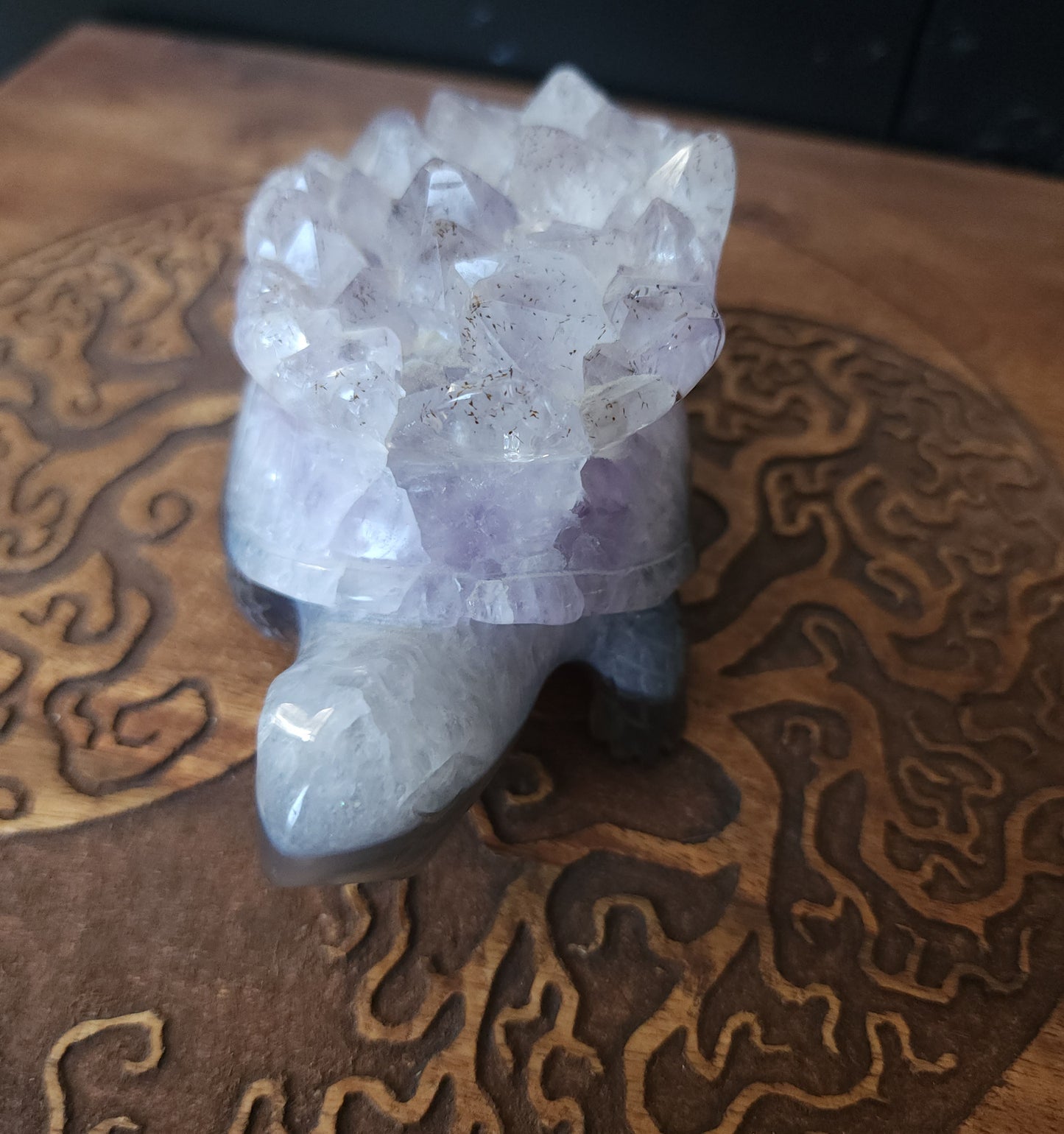 Agate & Amethyst Cluster Turtle Carving