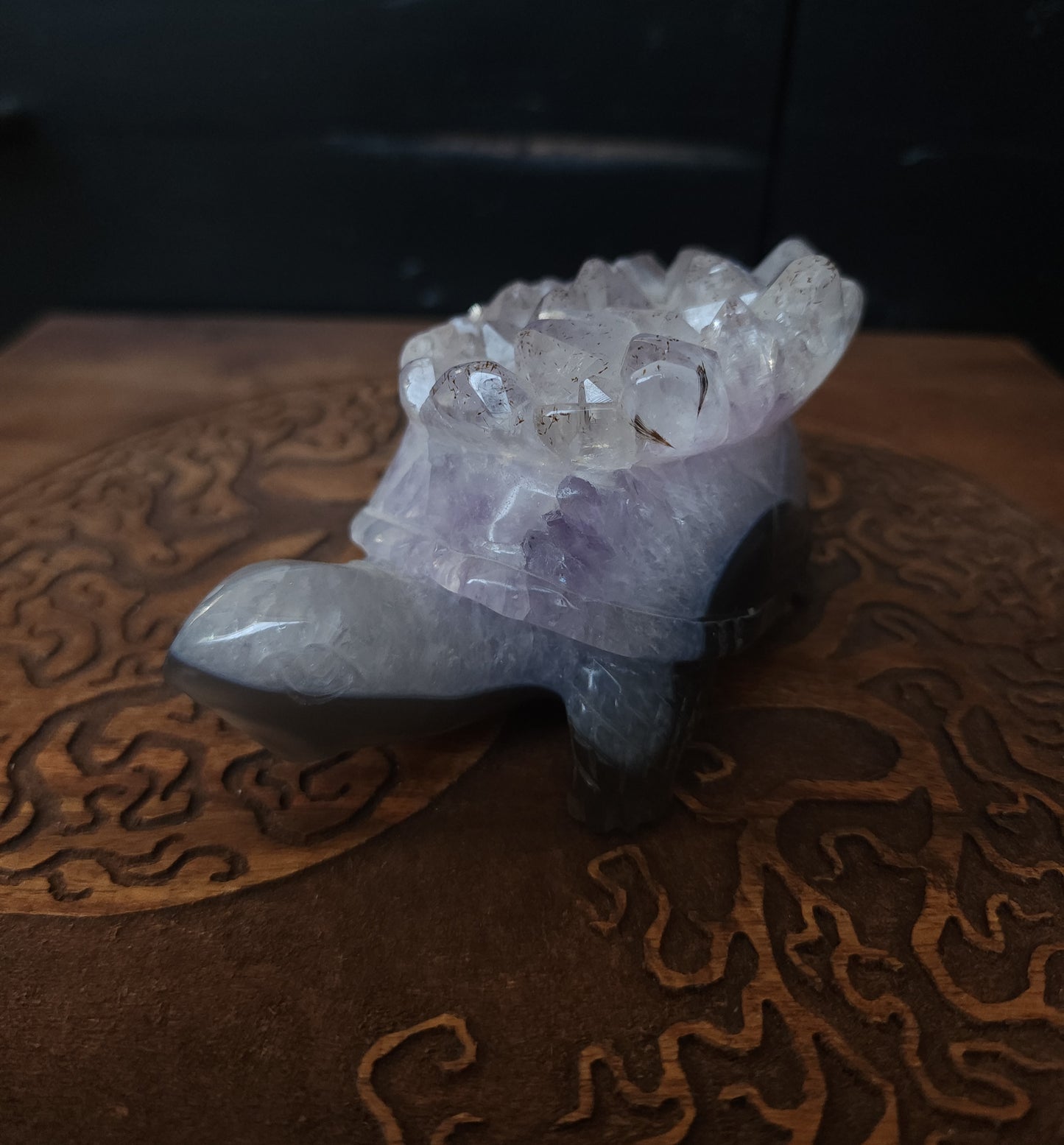 Agate & Amethyst Cluster Turtle Carving