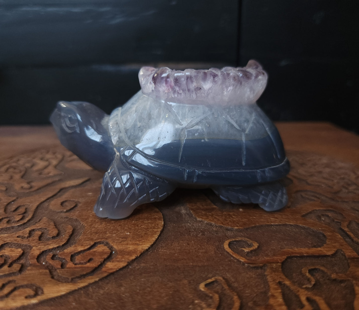 Agate & Amethyst Cluster Turtle Carving