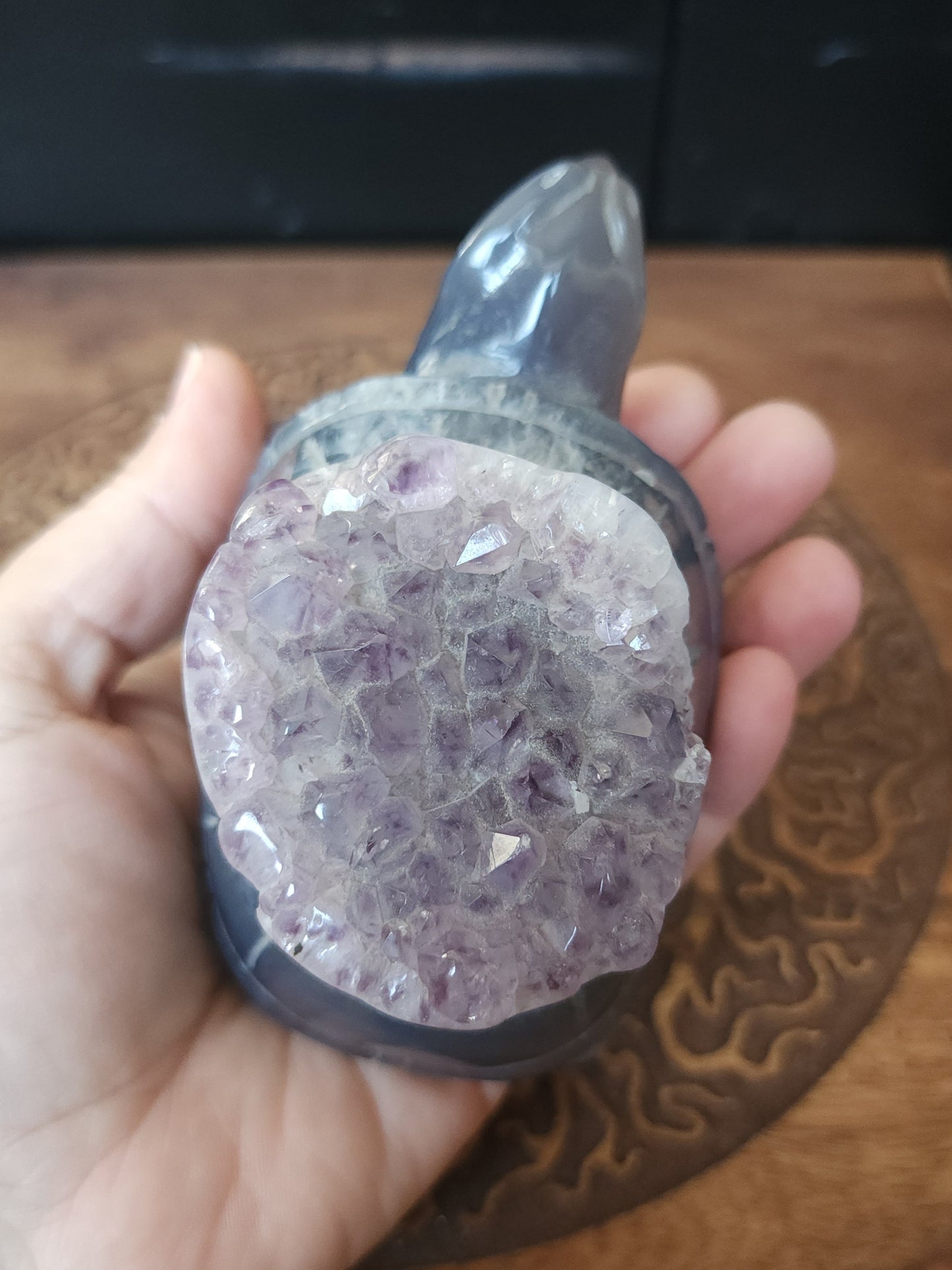 Agate & Amethyst Cluster Turtle Carving
