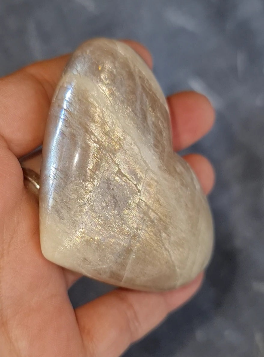 Blue Flash Moonstone Heart